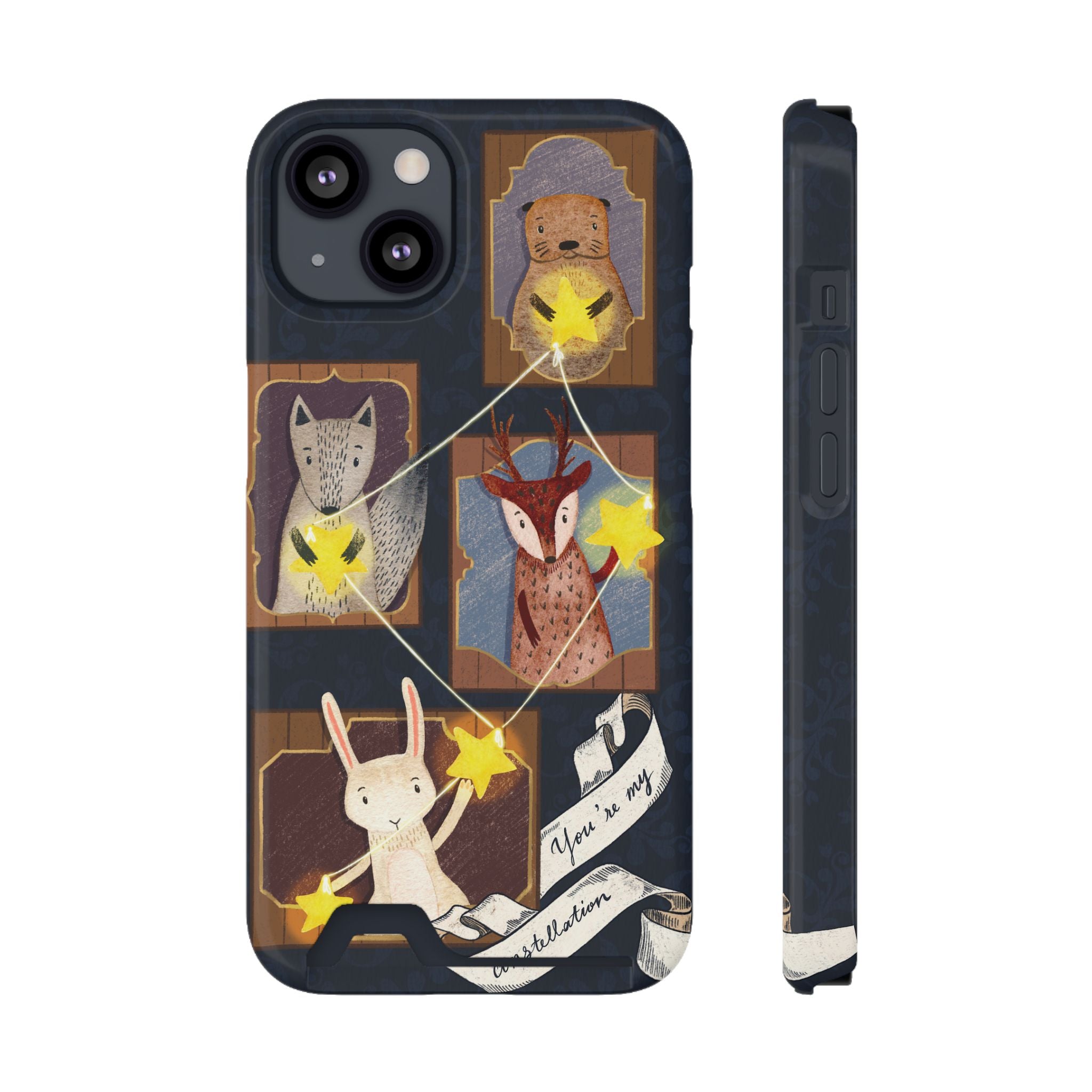 Whimsical Animal Phone Case with Card Holder, Cute Animal Design, Card Storage Case, Ideal for Animal Lovers, Gift for Kids, Birthday