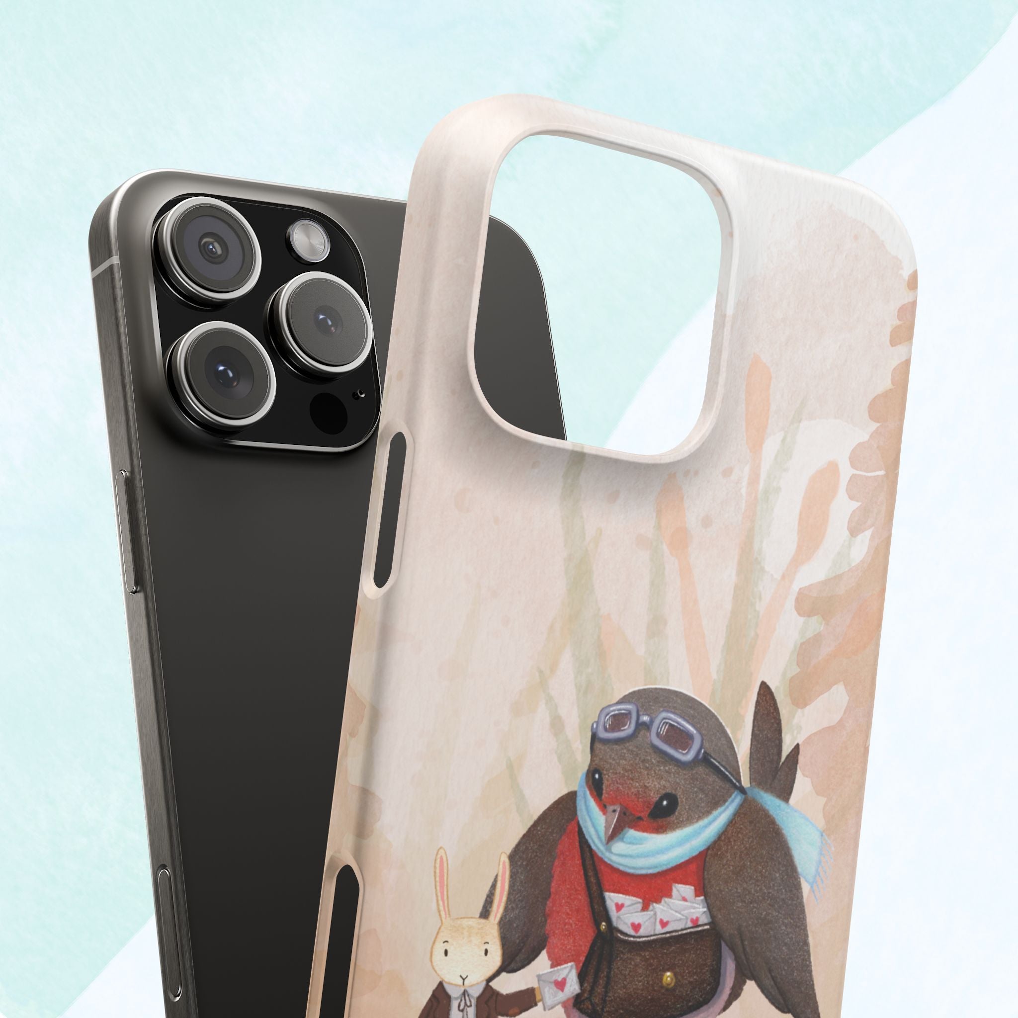 Whimsical Animal Snap Cases, Cute Phone Case, Handmade Bird and Bunny Design, Gift for Animal Lovers, Unique Smartphone Cover