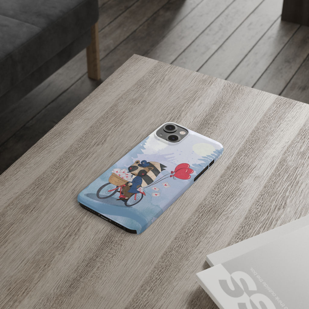 Whimsical Raccoon Slim Phone Case | Cute Animal Design | Perfect for Nature Lovers, Gifts, Birthdays, Valentines Day, Everyday Use