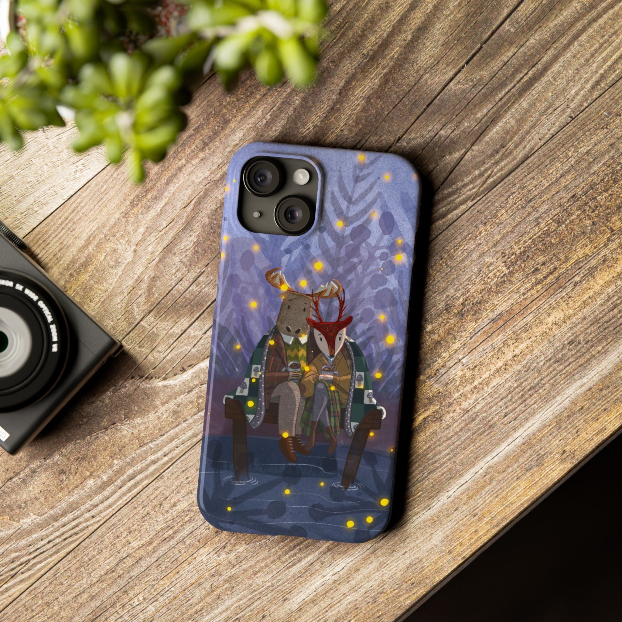 Whimsical Animal Love Slim Phone Cases, Cute Holiday Gifts, Cozy Home Decor, Nature Lover Accessories, Couples Gifts