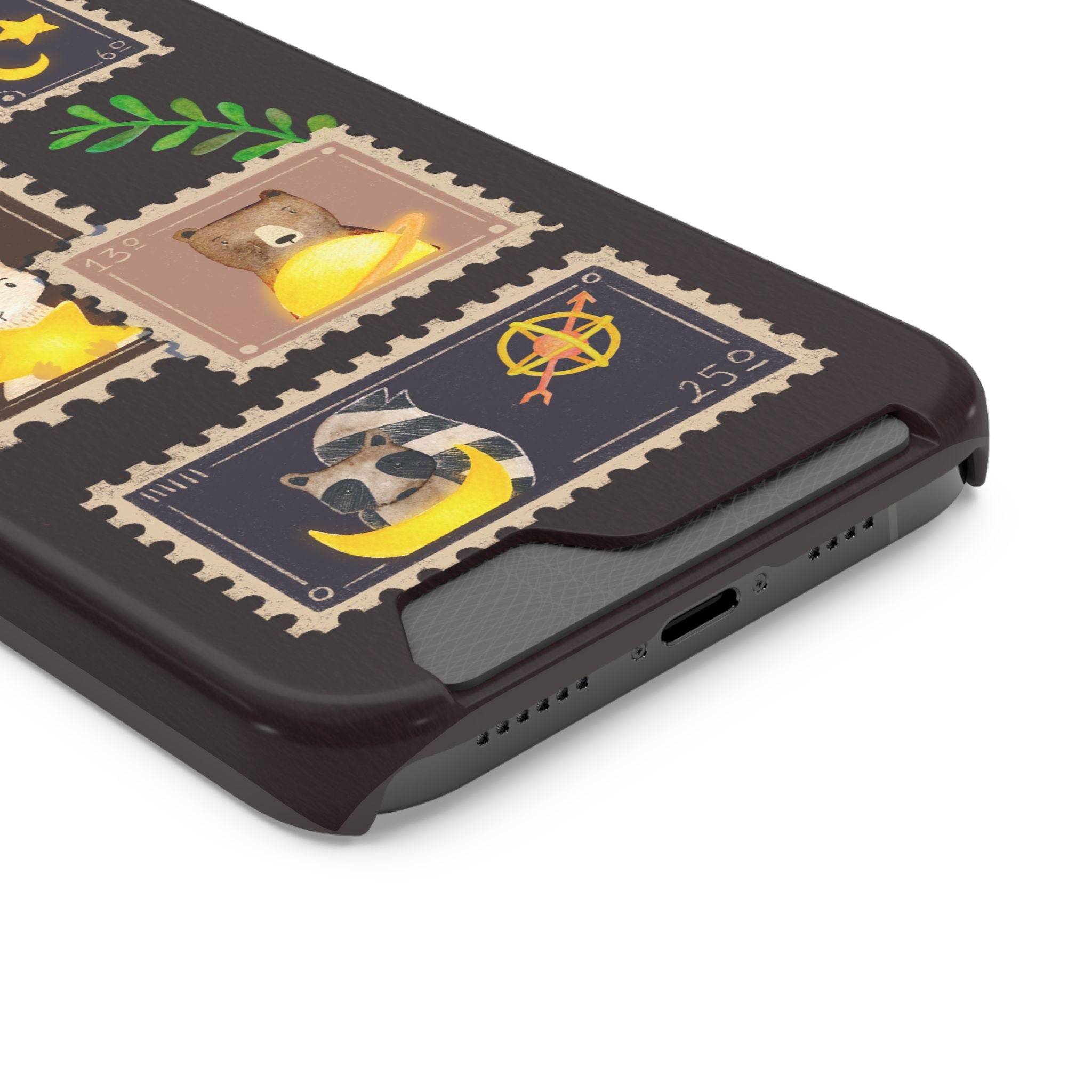 Animal Phone Case with Card Holder - Cute Raccoon, Bear & Bunny Design for iPhone 13 Samsung Galaxy S21/S22 - Pet Lovers Night Sky Style