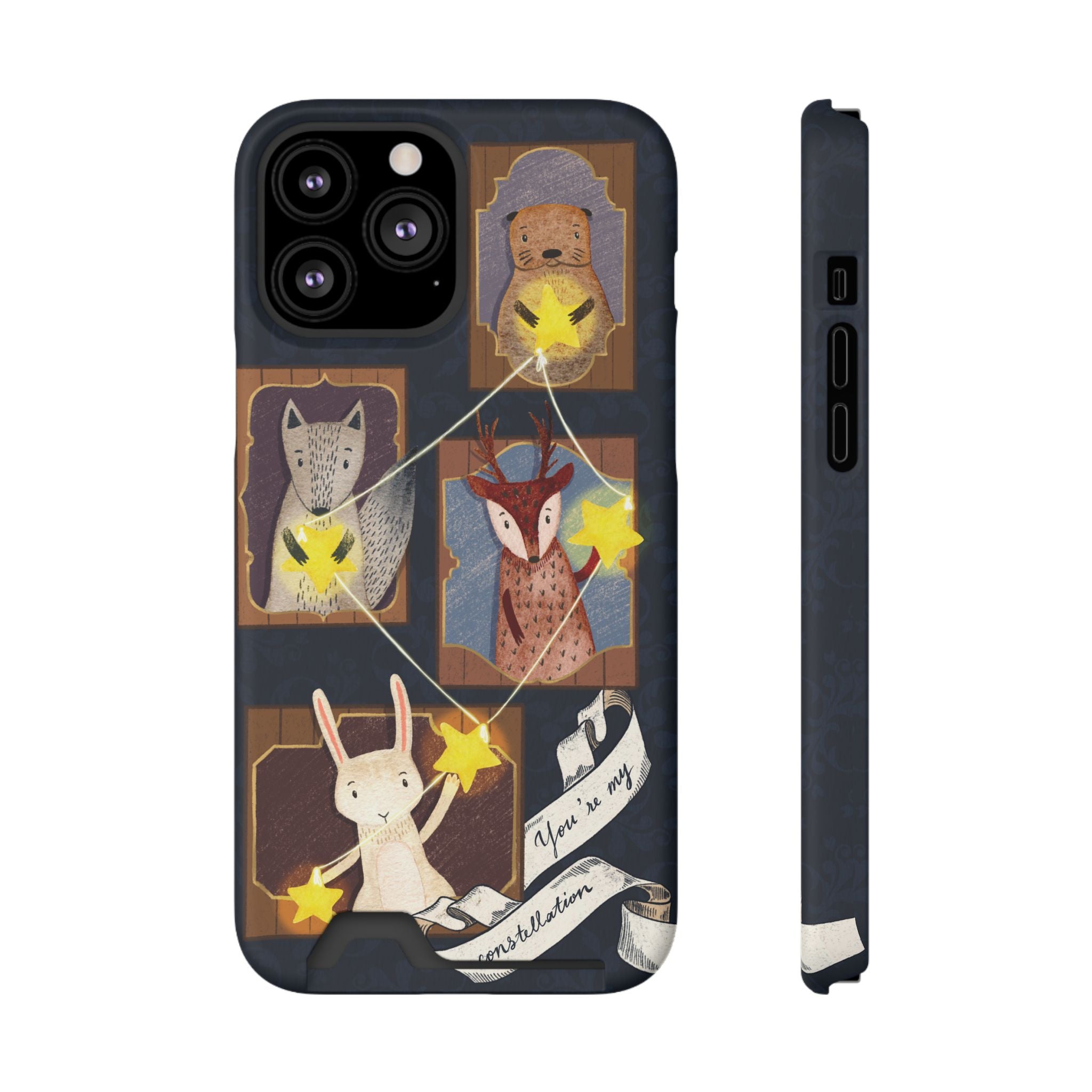 Whimsical Animal Phone Case with Card Holder, Cute Animal Design, Card Storage Case, Ideal for Animal Lovers, Gift for Kids, Birthday