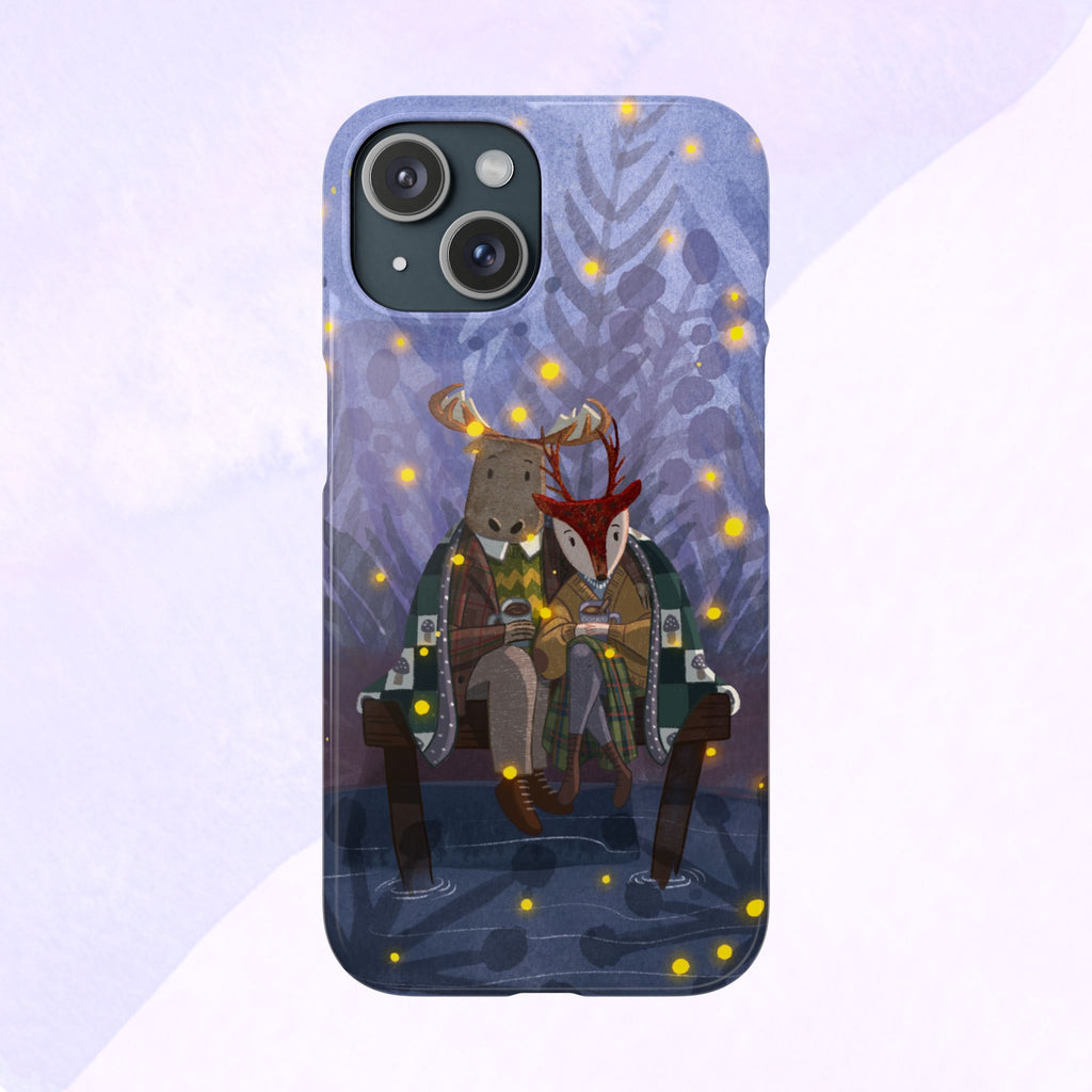 Whimsical Animal Lovers Snap Cases - Cozy Phone Protection, Gift for Nature Lovers, Holiday Decor, Cute Character Design, Animal Couple