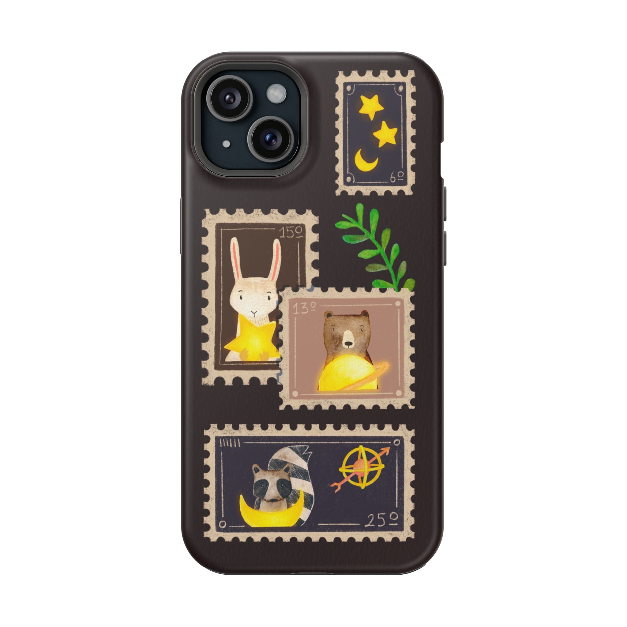 Cute Animal Stamp Phone Case, Quirky Gift for Animal Lovers, Personalized Case for Holidays, Unique Phone Accessory