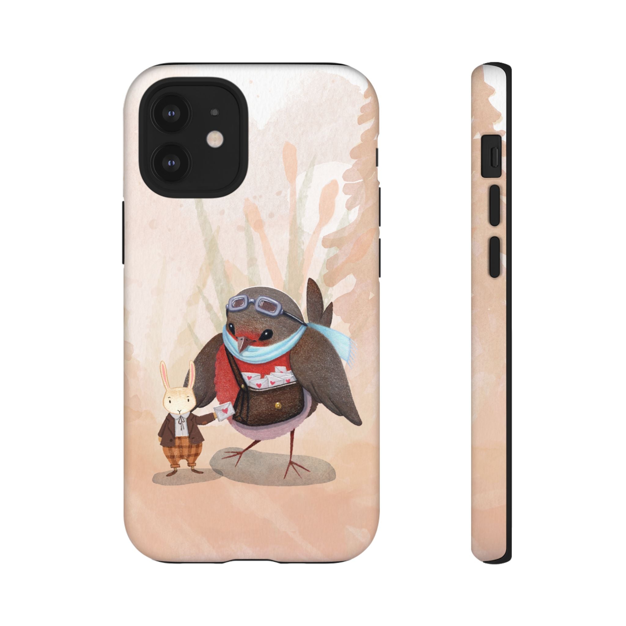 Whimsical Animal Phone Case, Cute Bird and Rabbit Design, Animal Lovers Gift, Nature-Themed Accessory, Eco-Friendly Tech Cover