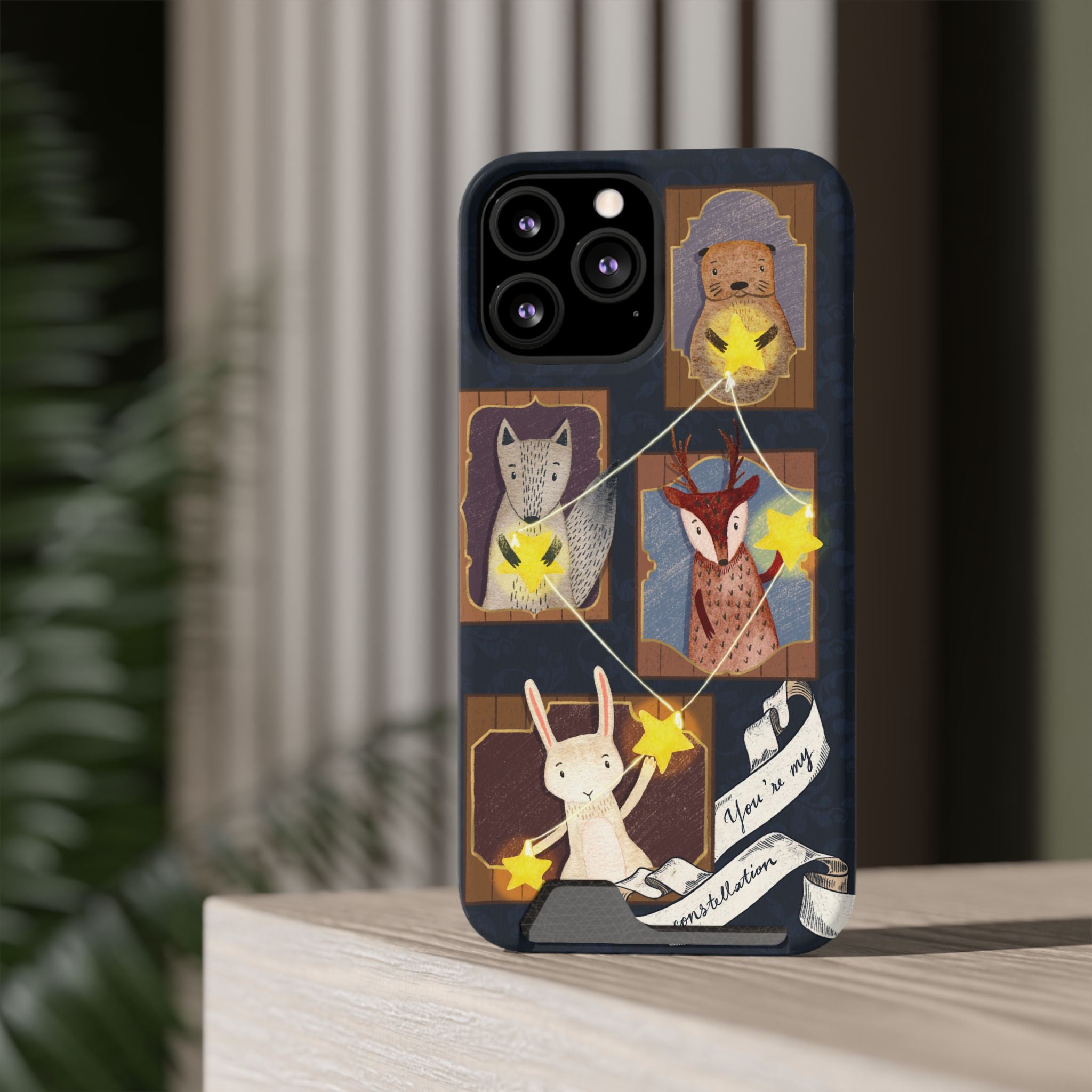 Whimsical Animal Phone Case with Card Holder, Cute Animal Design, Card Storage Case, Ideal for Animal Lovers, Gift for Kids, Birthday