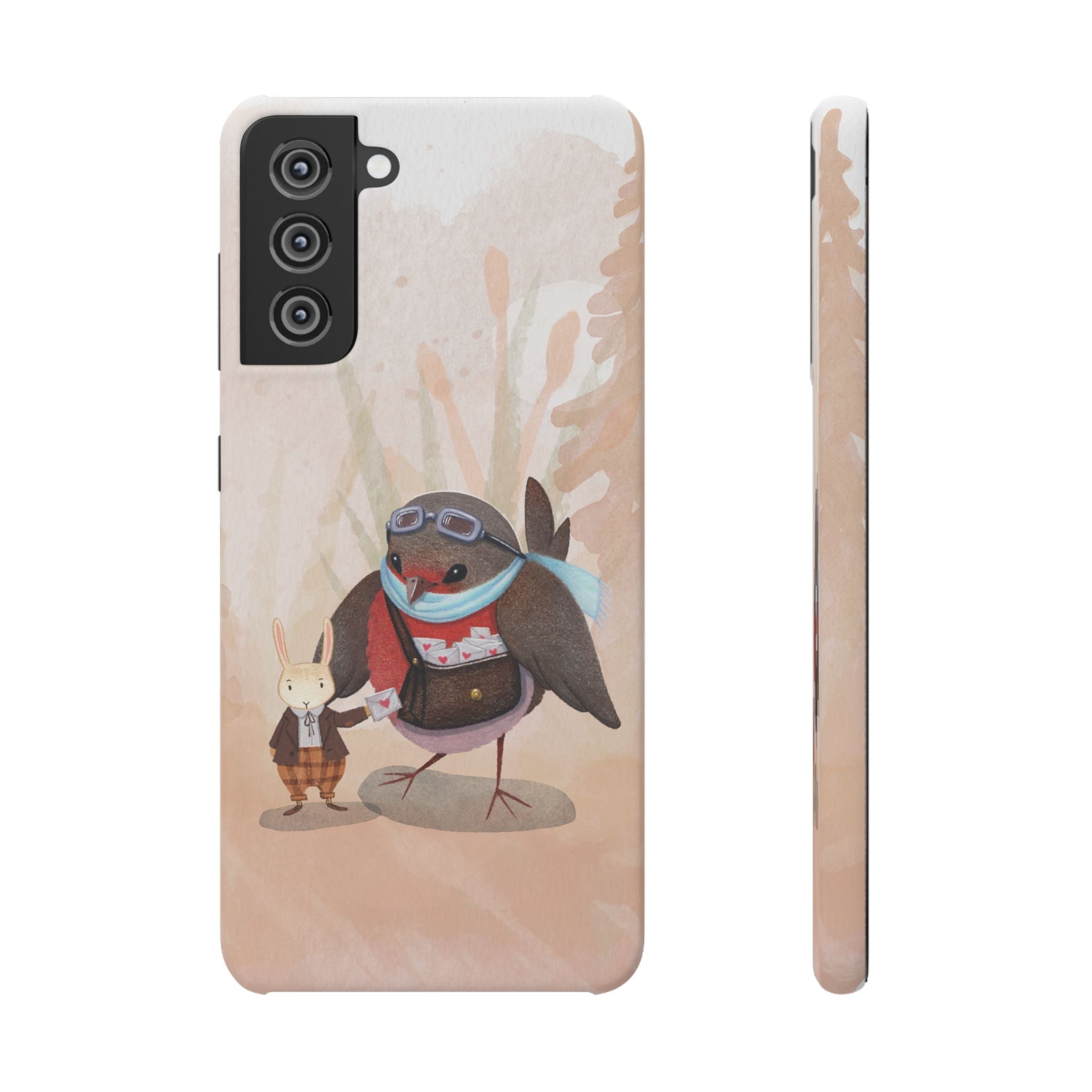 Whimsical Animal Snap Cases, Cute Phone Case, Handmade Bird and Bunny Design, Gift for Animal Lovers, Unique Smartphone Cover