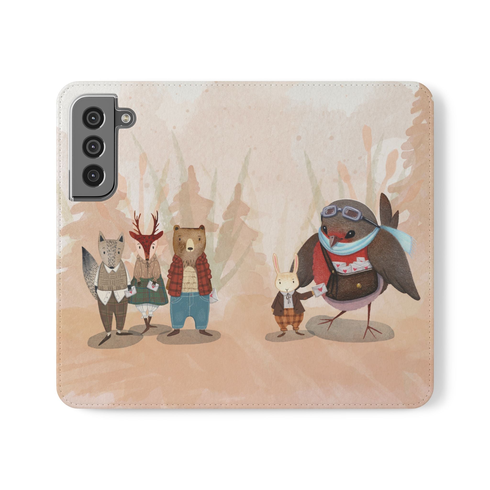 Whimsical Animal Flip Cases for Phones, Cute Woodland Creatures, Forest Friends Phone Cover, Animal Lover Gift, Phone Wallet