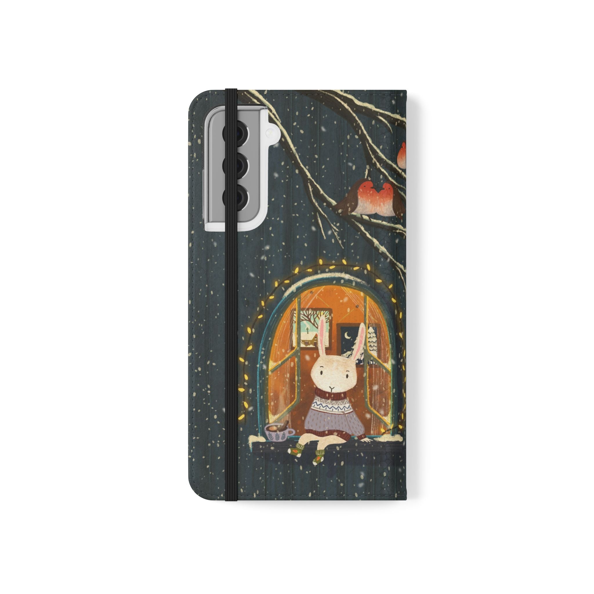 Cozy Winter Cottage Wallet Case, Cute Animals Flip Cover, Vegan Leather, Cozy Vibes, Gift Idea for iPhone 11 12 13 14 15 16, Galaxy S21 S22