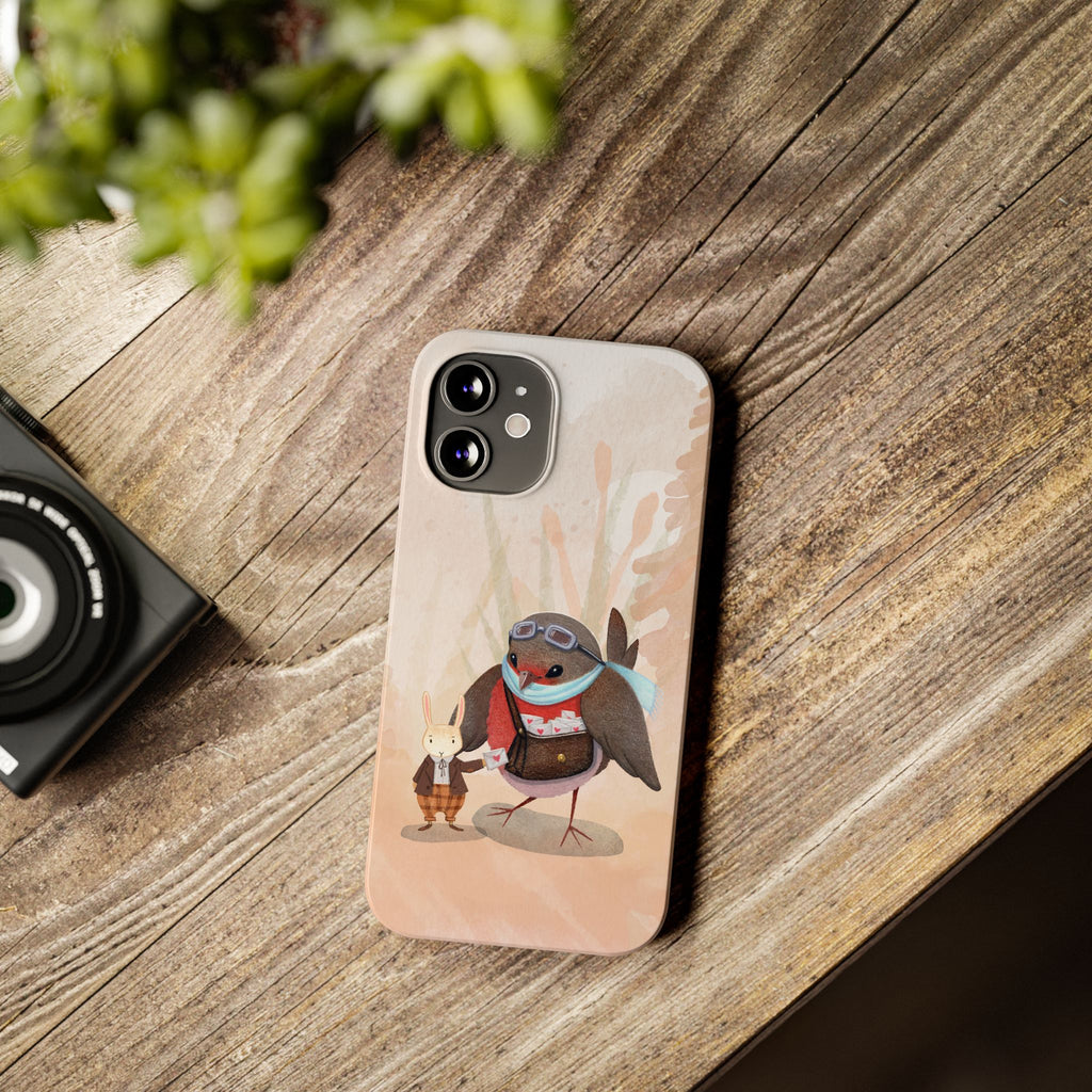 Whimsical Animal Slim Phone Cases - Cute Bird and Rabbit Design, Perfect for Animal Lovers, Gifts for Kids and Teens, Ideal for Birthdays,