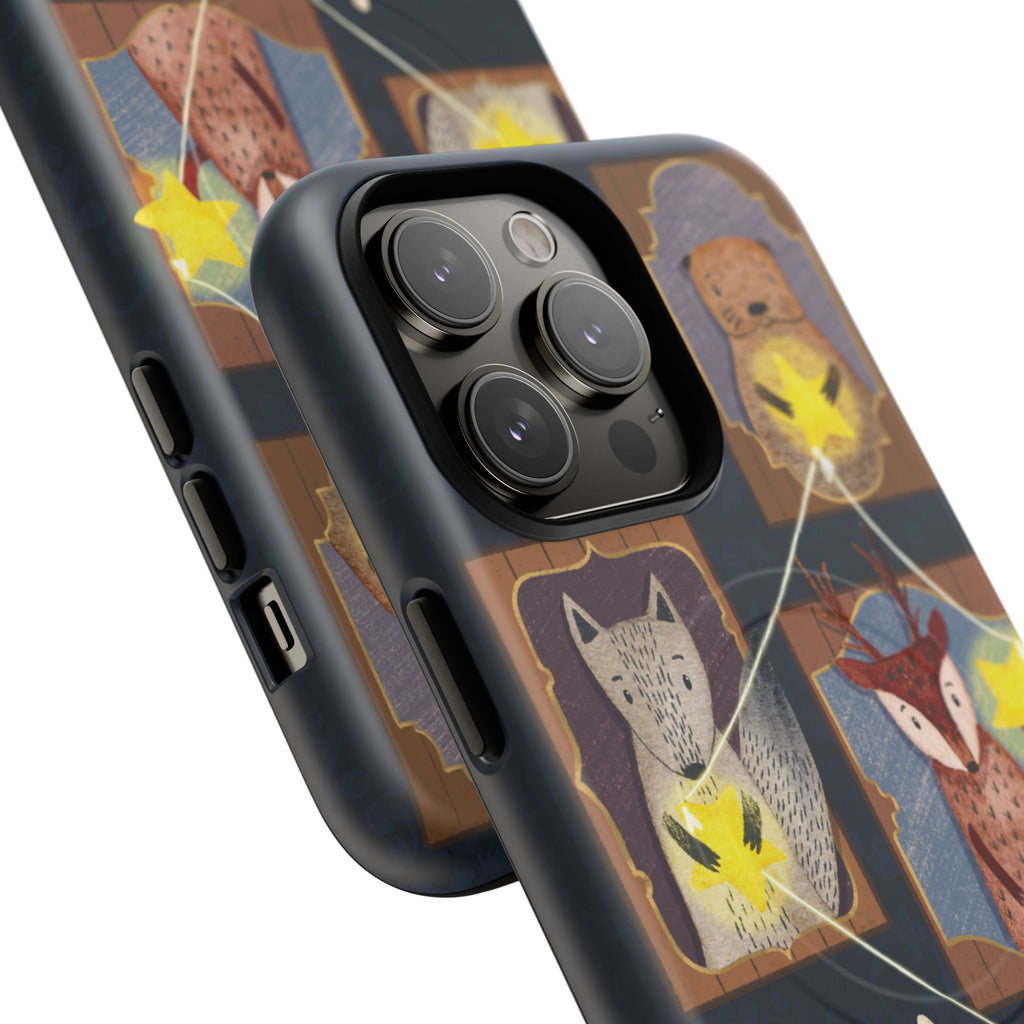 Celestial Animal Stars iPhone Case, Tough Magnetic Cover, Nature Theme, Unique Cute Animal Gifts, iPhone 14 15 16 pro max