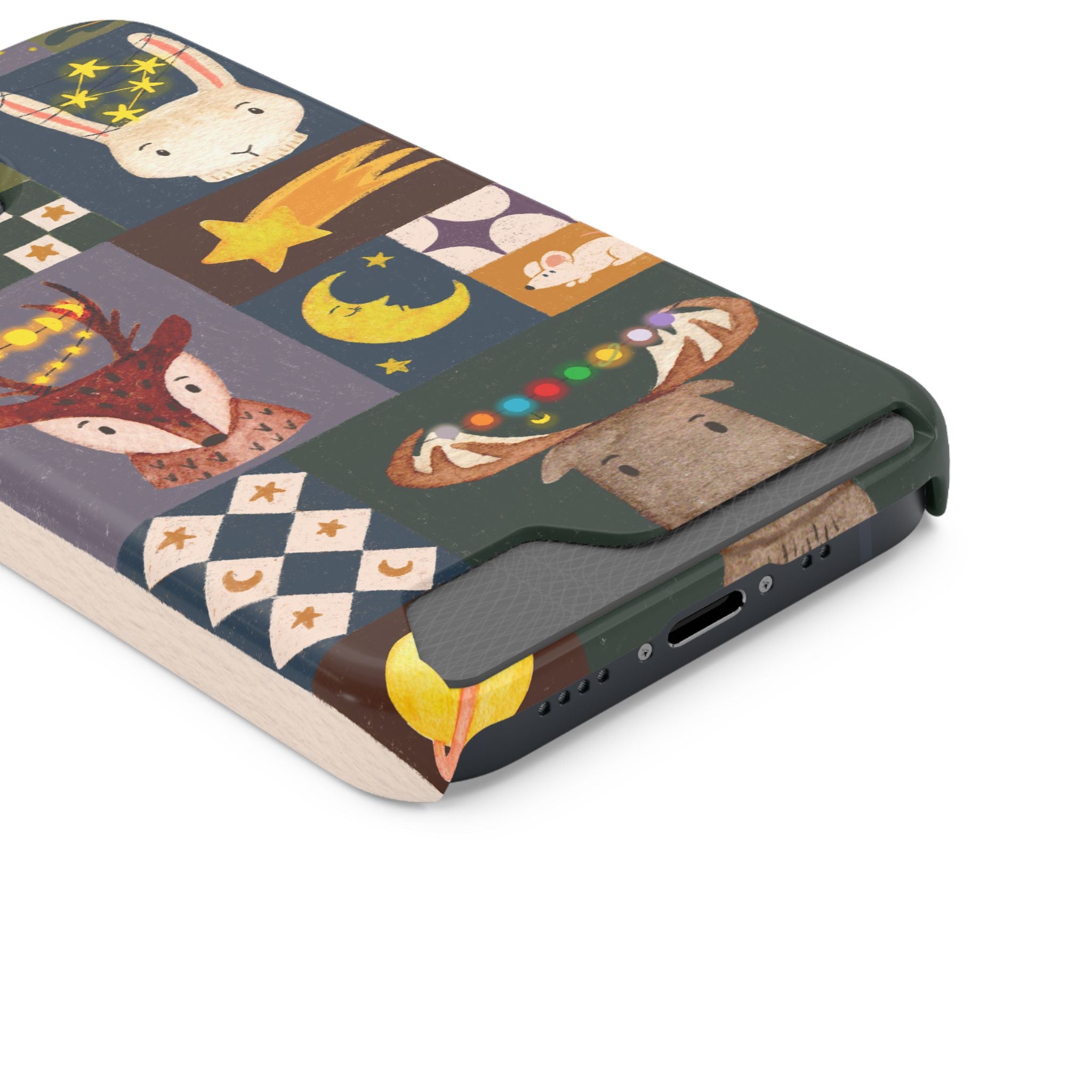 Magical Animal Phone Case with Card Holder - Cute Gift for Animal Lovers, Interesting Phone Accessory, Unique Holiday Gift, Nature-Inspired