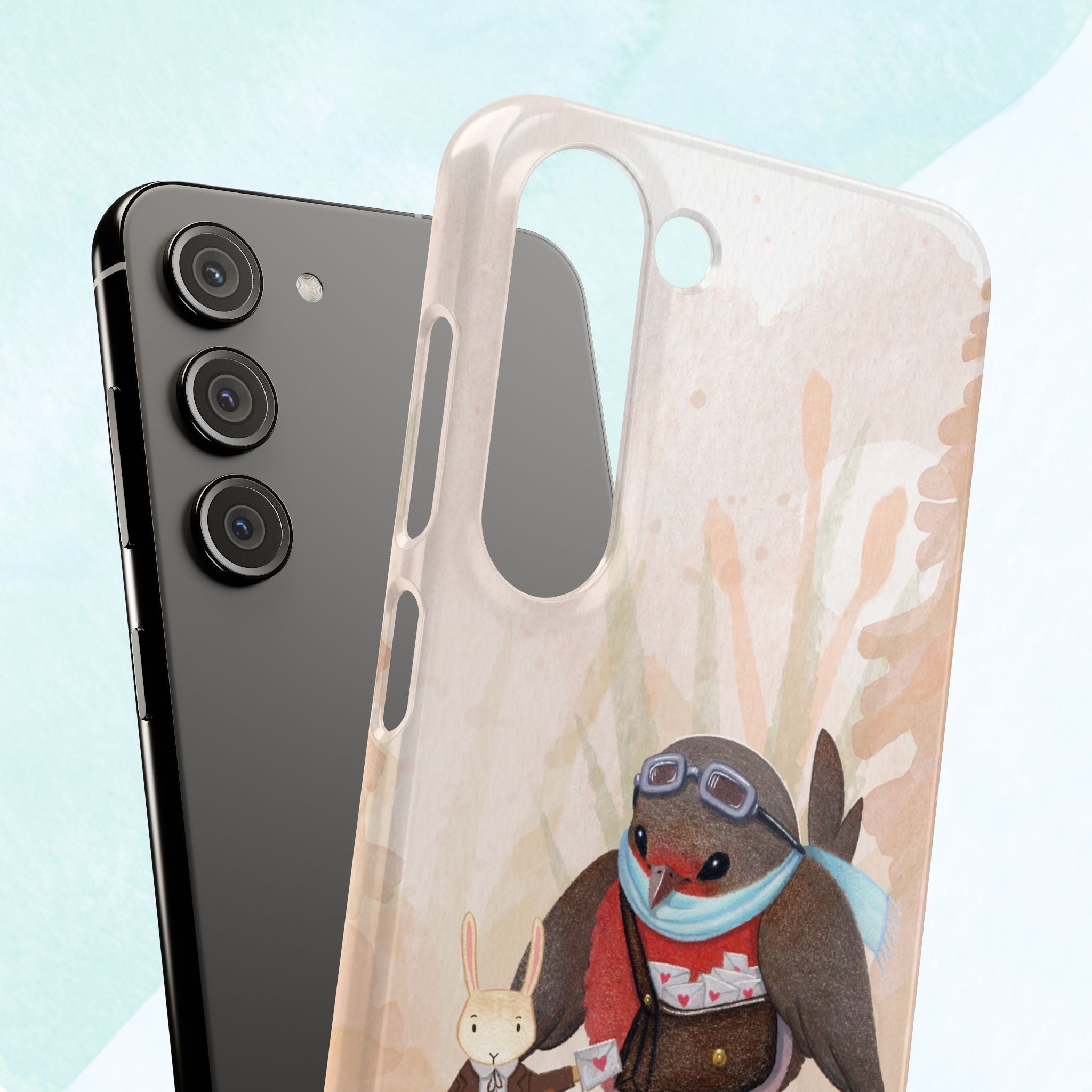 Whimsical Animal Snap Cases, Cute Phone Case, Handmade Bird and Bunny Design, Gift for Animal Lovers, Unique Smartphone Cover