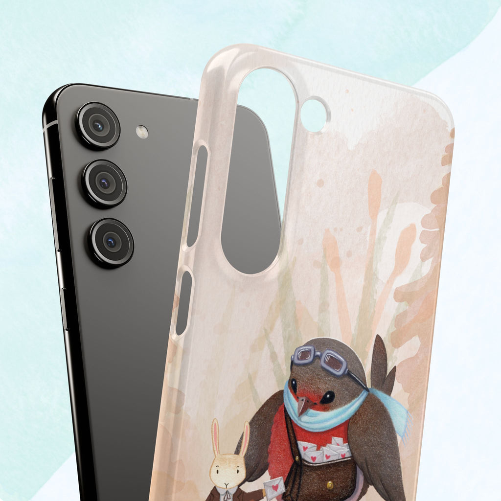 Whimsical Animal Snap Cases, Cute Phone Case, Handmade Bird and Bunny Design, Gift for Animal Lovers, Unique Smartphone Cover