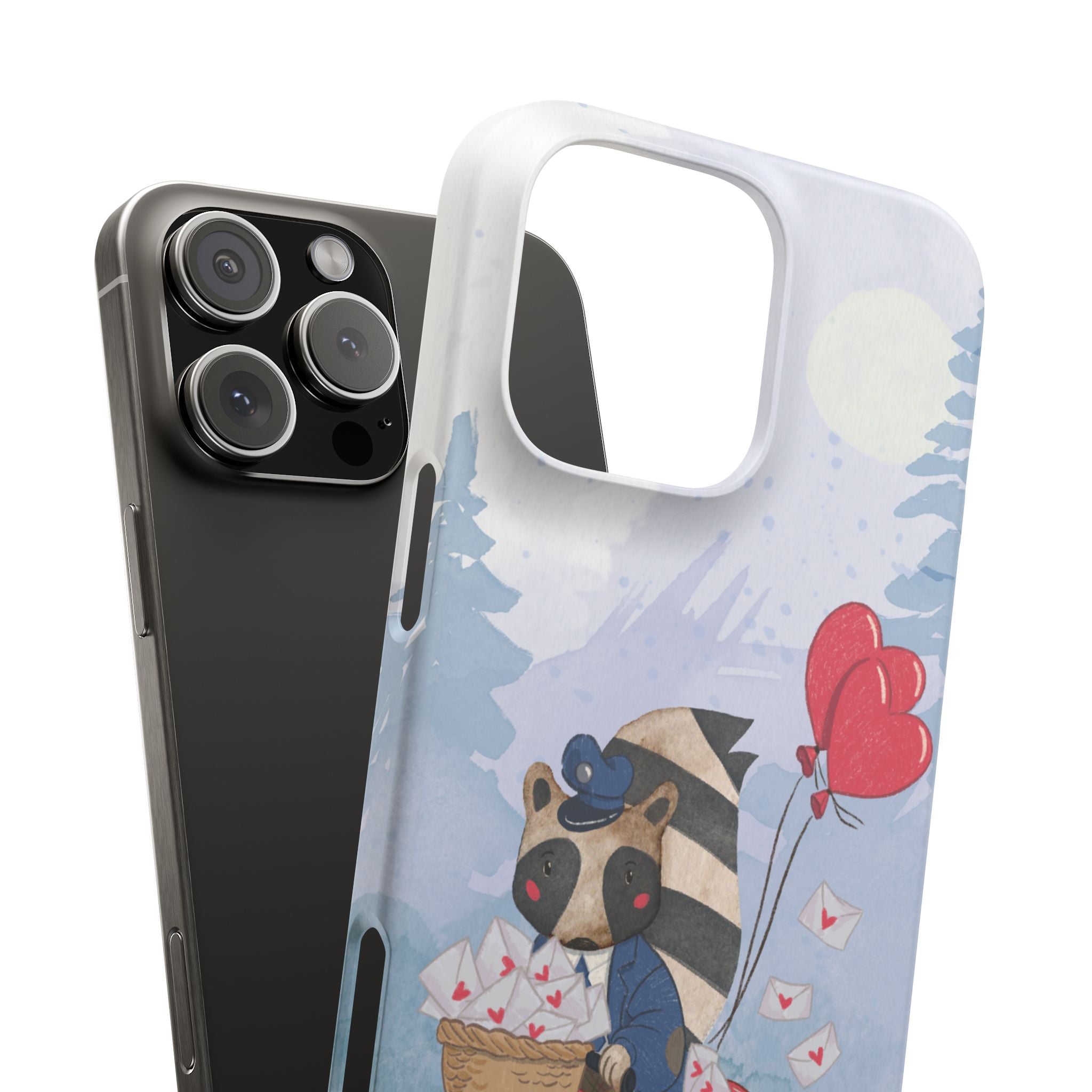 Whimsical Animal Snap Case with Love Balloons, Cute Phone Case, Valentine's Day Gift, Animal Lover Accessory, Creative Phone Cover