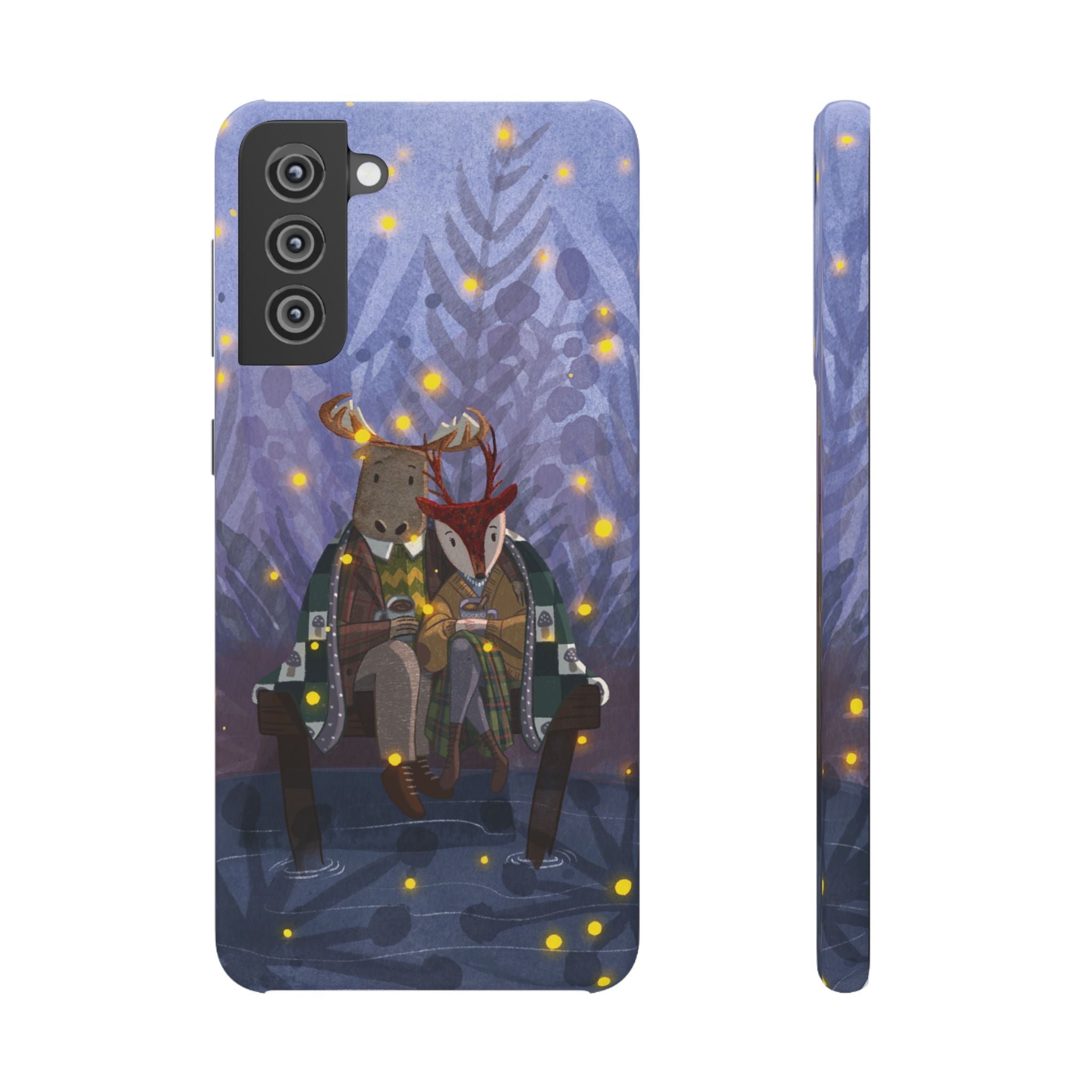 Whimsical Animal Lovers Snap Cases - Cozy Phone Protection, Gift for Nature Lovers, Holiday Decor, Cute Character Design, Animal Couple