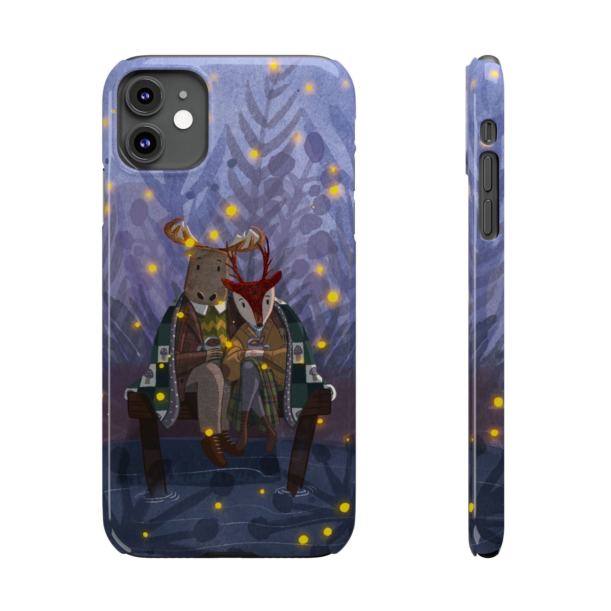 Whimsical Animal Love Slim Phone Cases, Cute Holiday Gifts, Cozy Home Decor, Nature Lover Accessories, Couples Gifts