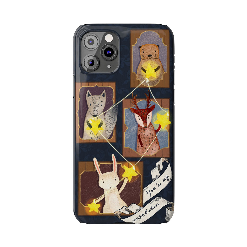 Constellation Friends Slim Case, Woodland Portrait iPhone Cover, Star Collector Design, Cute Kawaii Gift, Phone 8 9 X XR 11 12 13 14 15 16