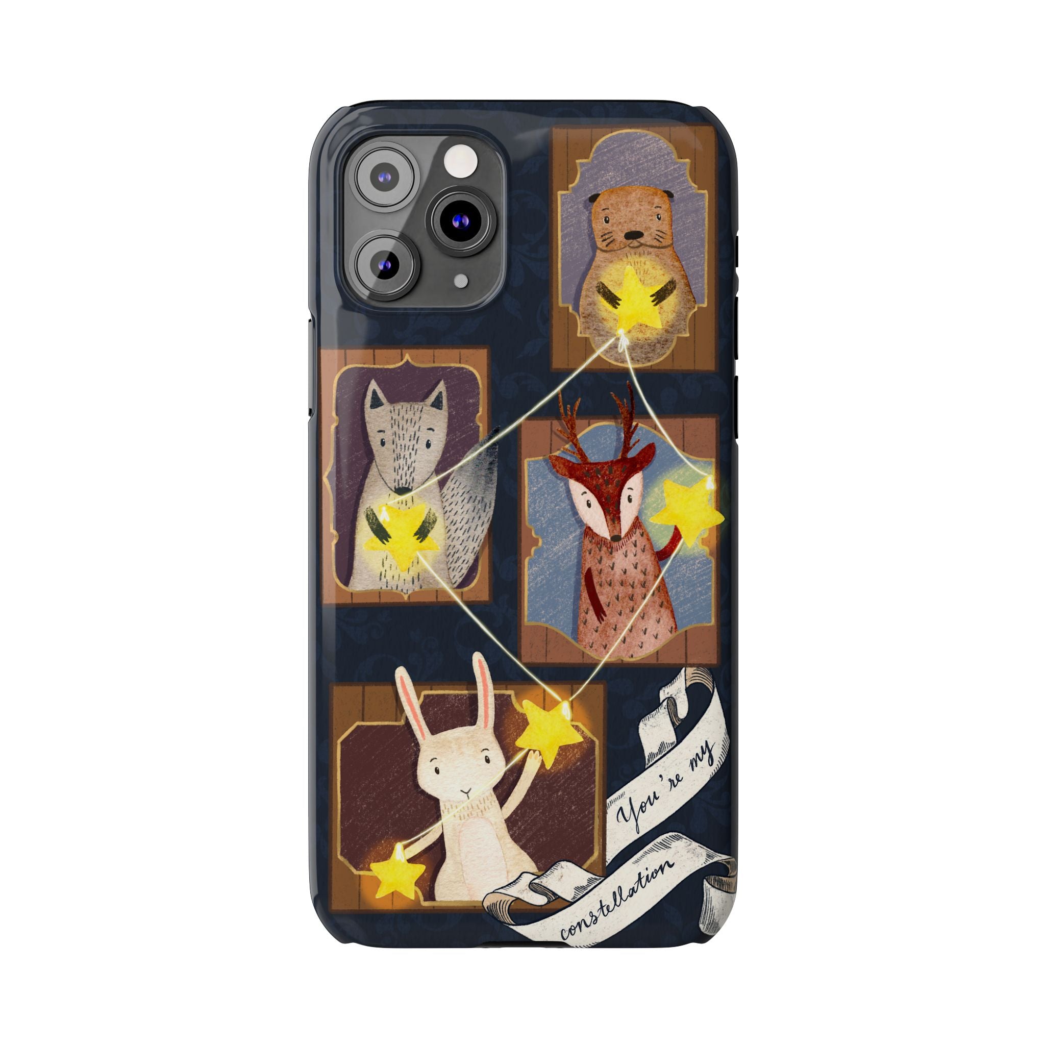 Constellation Friends Slim Case, Woodland Portrait iPhone Cover, Star Collector Design, Cute Kawaii Gift, Phone 8 9 X XR 11 12 13 14 15 16