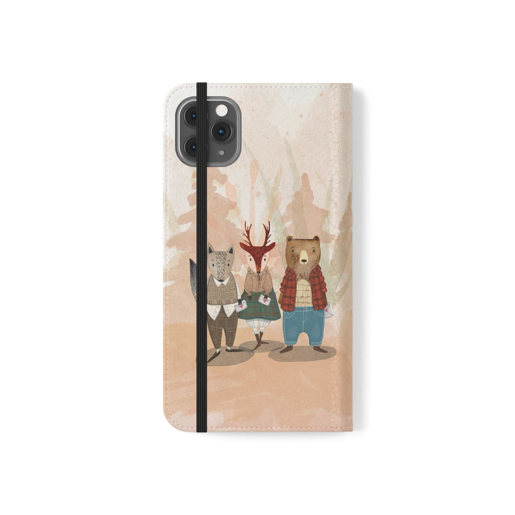 Whimsical Animal Flip Cases for Phones, Cute Woodland Creatures, Forest Friends Phone Cover, Animal Lover Gift, Phone Wallet