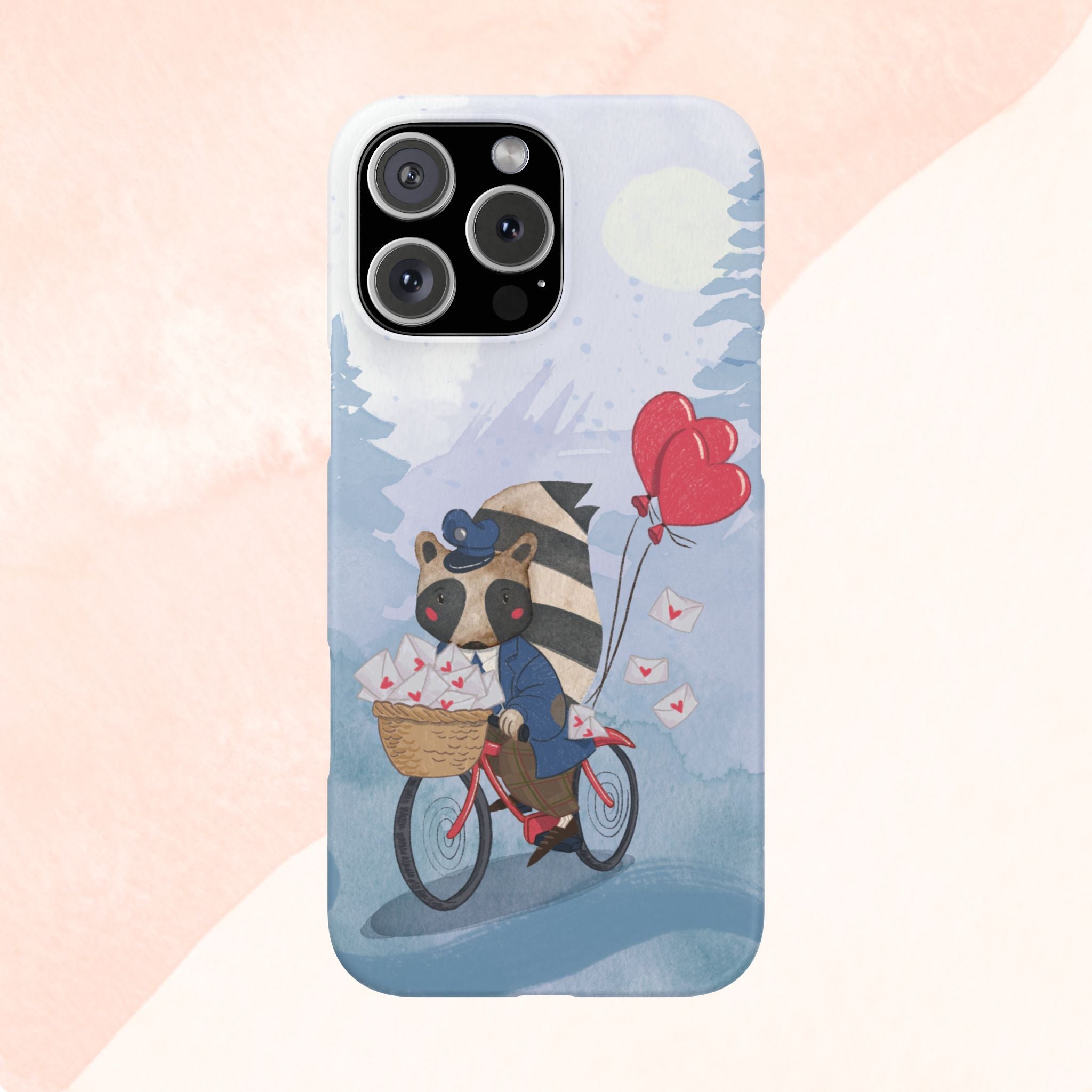 Whimsical Animal Snap Case with Love Balloons, Cute Phone Case, Valentine's Day Gift, Animal Lover Accessory, Creative Phone Cover