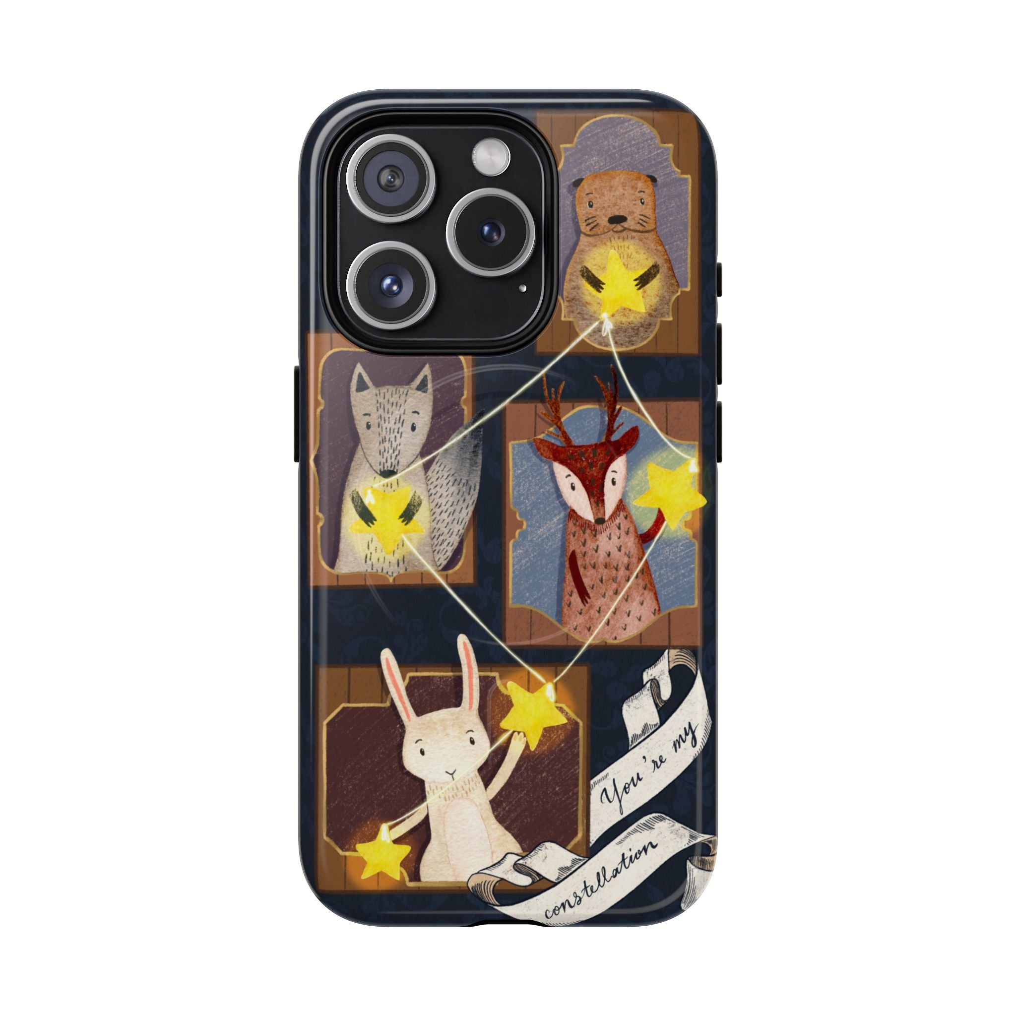 Celestial Animal Stars iPhone Case, Tough Magnetic Cover, Nature Theme, Unique Cute Animal Gifts, iPhone 14 15 16 pro max