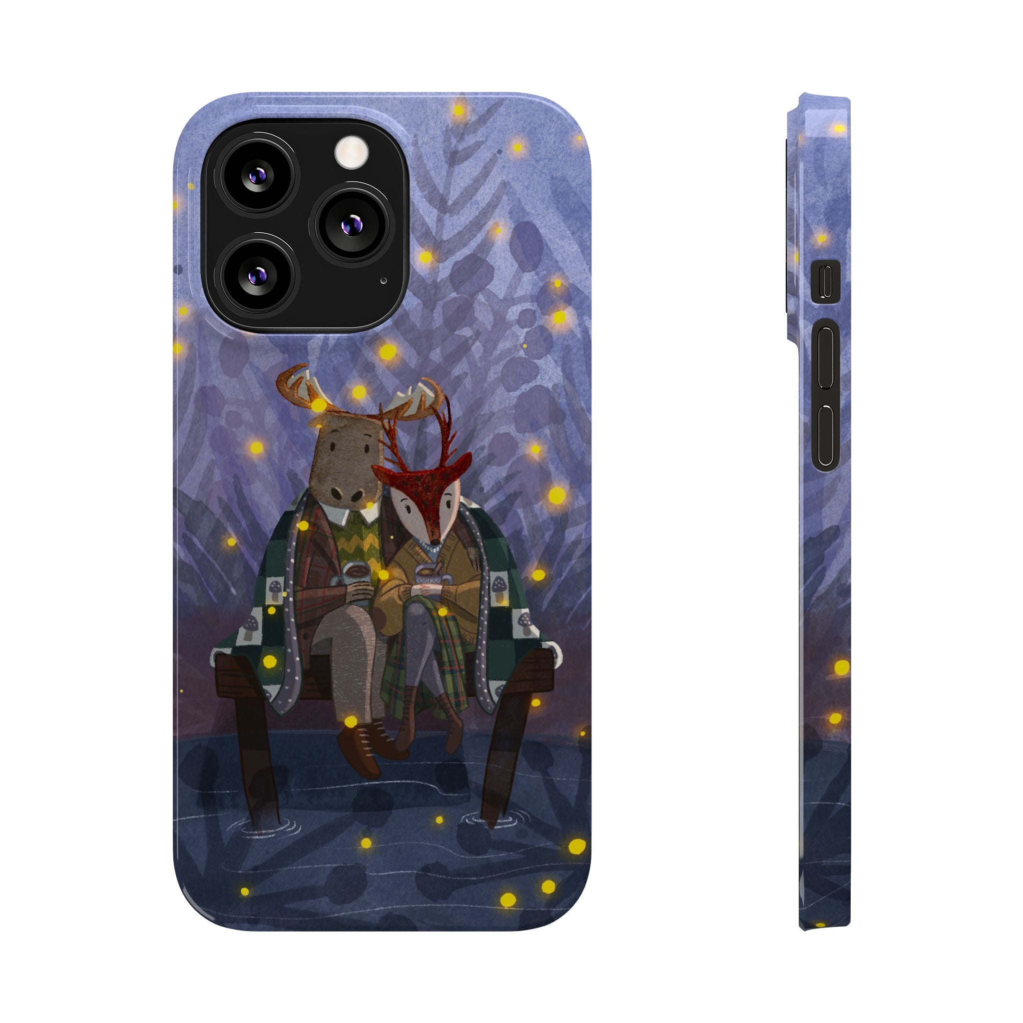 Whimsical Animal Love Slim Phone Cases, Cute Holiday Gifts, Cozy Home Decor, Nature Lover Accessories, Couples Gifts