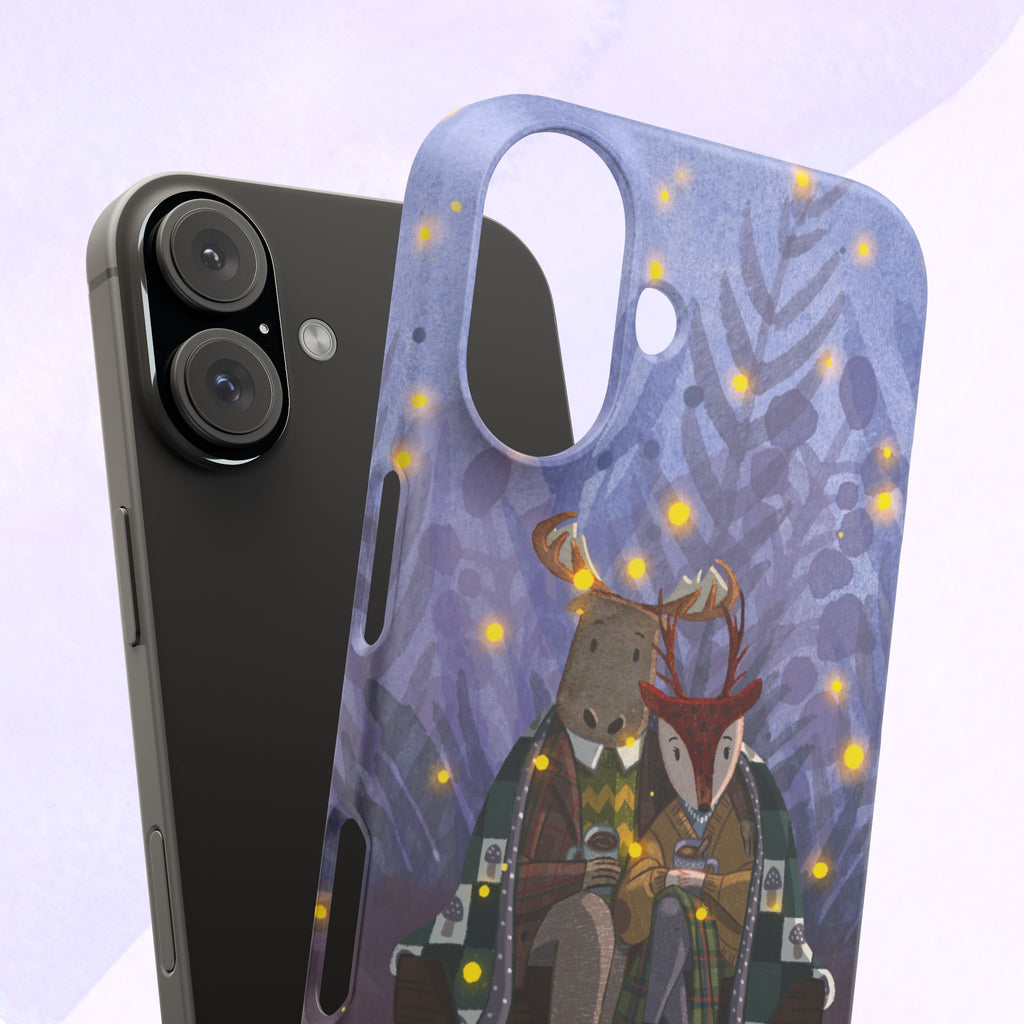 Whimsical Animal Lovers Snap Cases - Cozy Phone Protection, Gift for Nature Lovers, Holiday Decor, Cute Character Design, Animal Couple