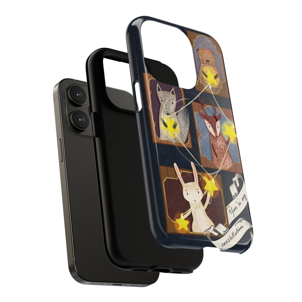 Celestial Animal Stars iPhone Case, Tough Magnetic Cover, Nature Theme, Unique Cute Animal Gifts, iPhone 14 15 16 pro max