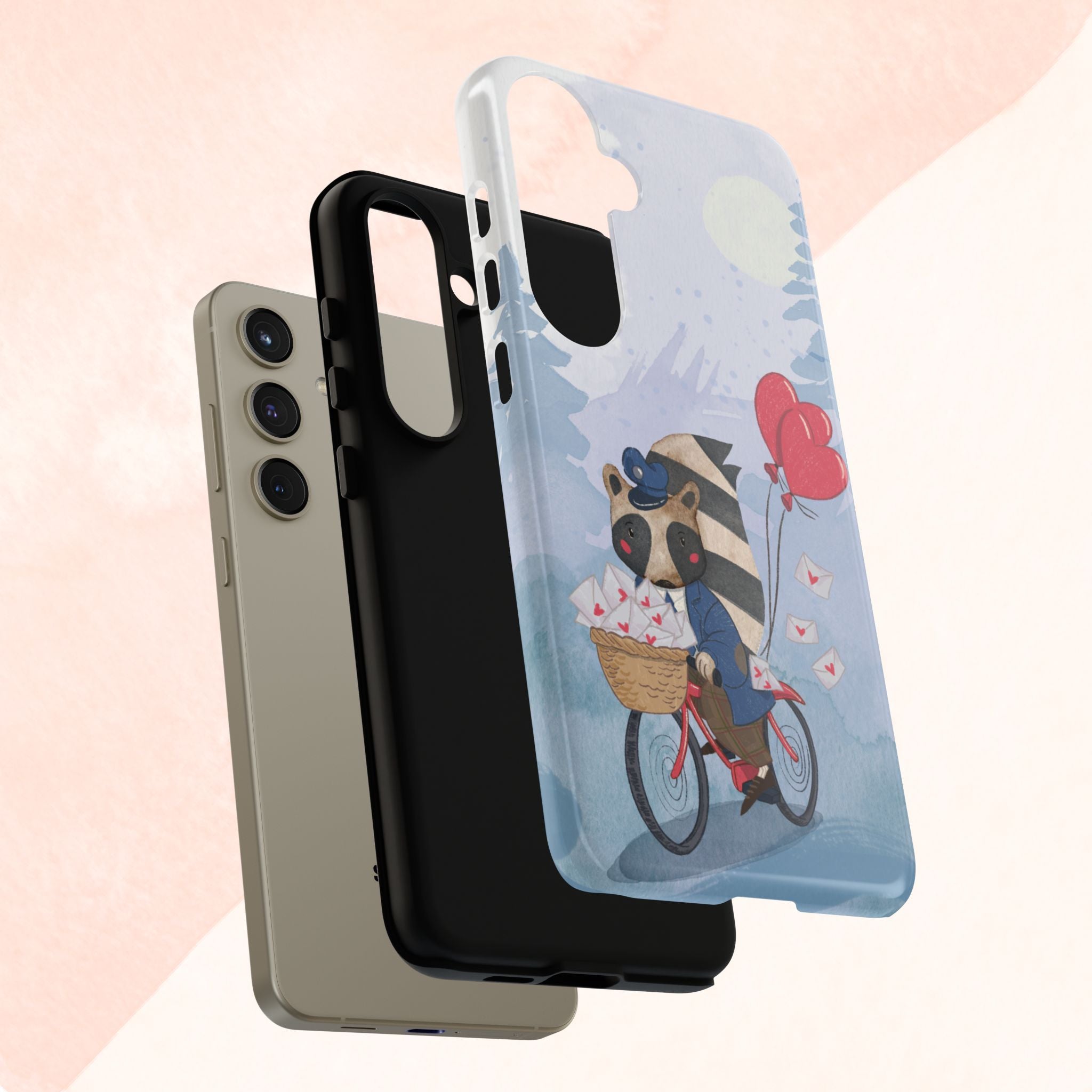 Cute Raccoon Phone Case, Tough Case for Animal Lovers, Valentine's Day Gift, Whimsical Phone Accessory, Gifts for Kids