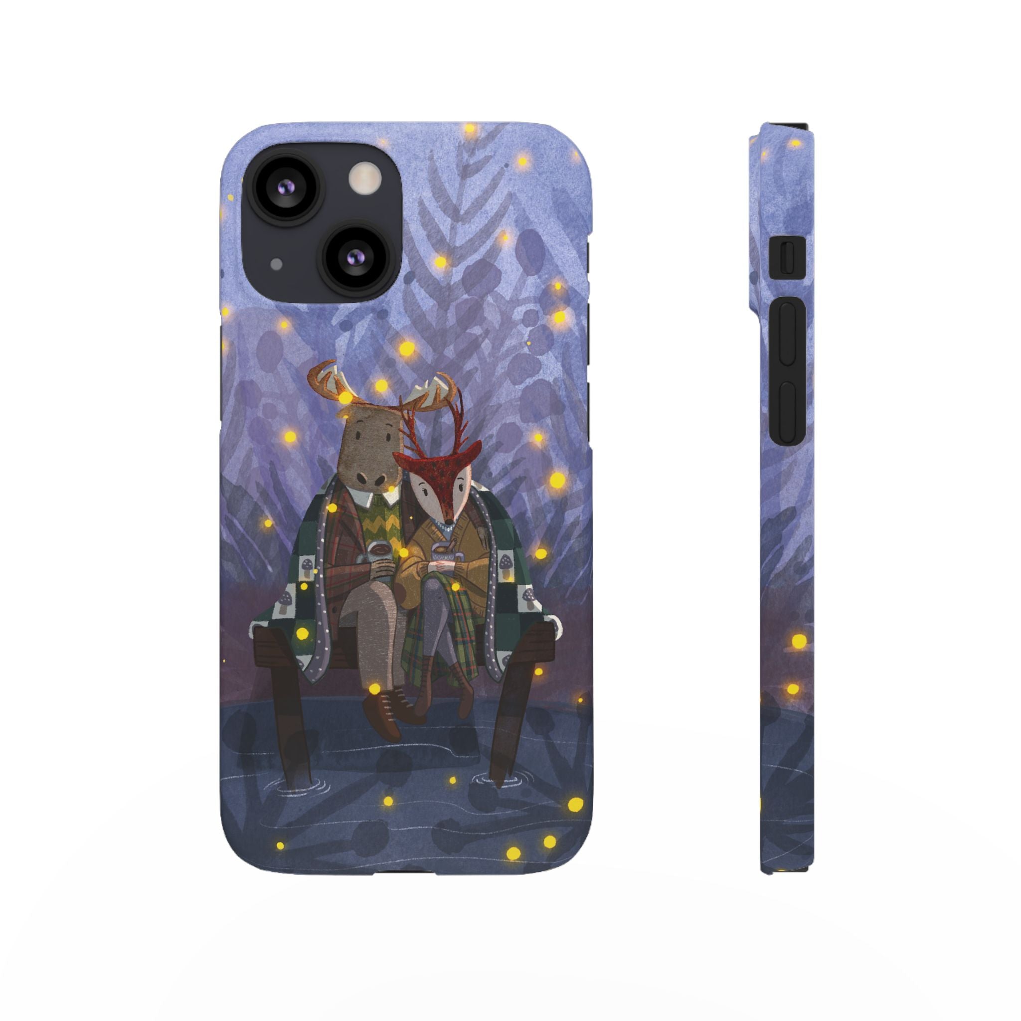 Whimsical Animal Lovers Snap Cases - Cozy Phone Protection, Gift for Nature Lovers, Holiday Decor, Cute Character Design, Animal Couple
