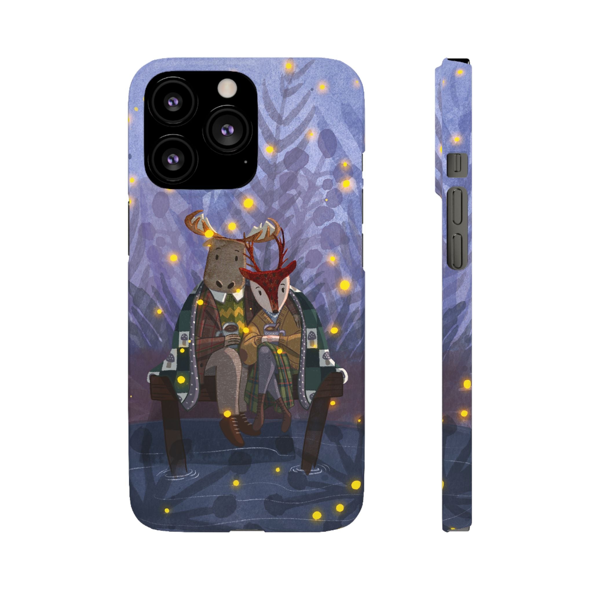 Whimsical Animal Lovers Snap Cases - Cozy Phone Protection, Gift for Nature Lovers, Holiday Decor, Cute Character Design, Animal Couple