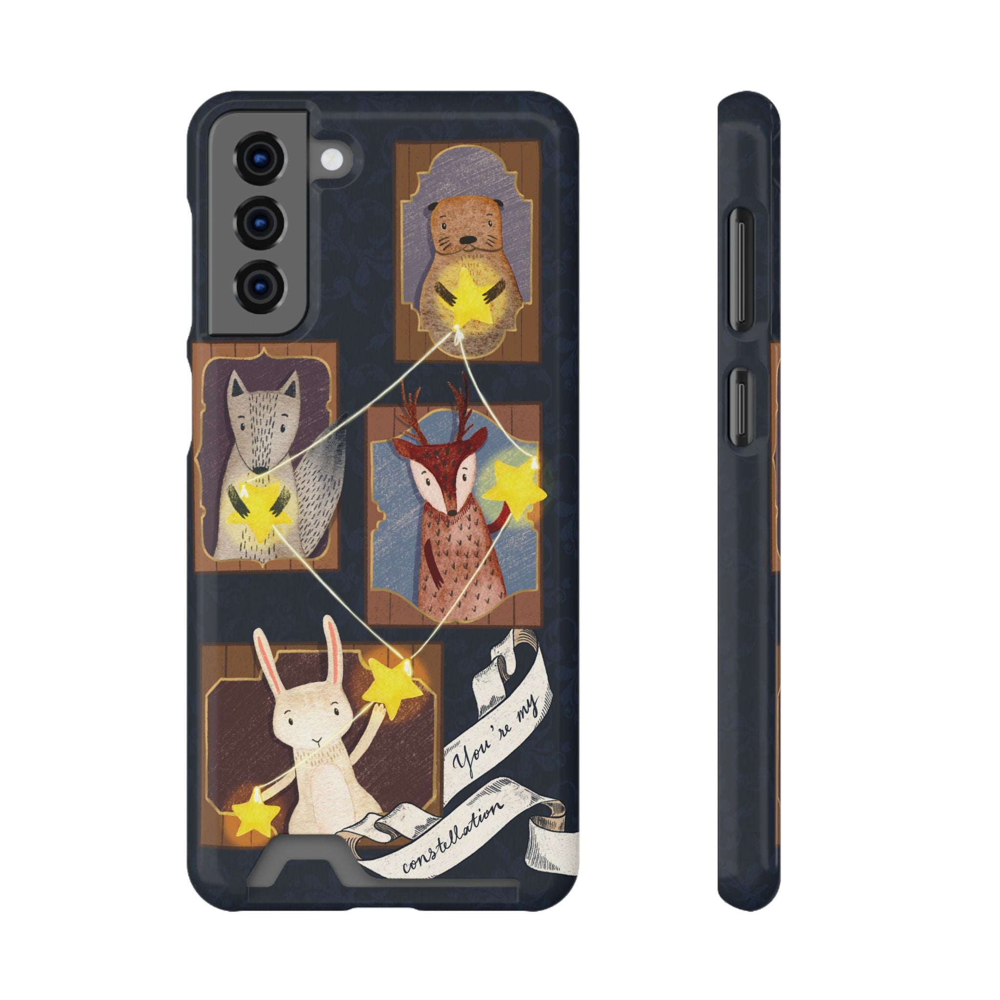 Whimsical Animal Phone Case with Card Holder, Cute Animal Design, Card Storage Case, Ideal for Animal Lovers, Gift for Kids, Birthday