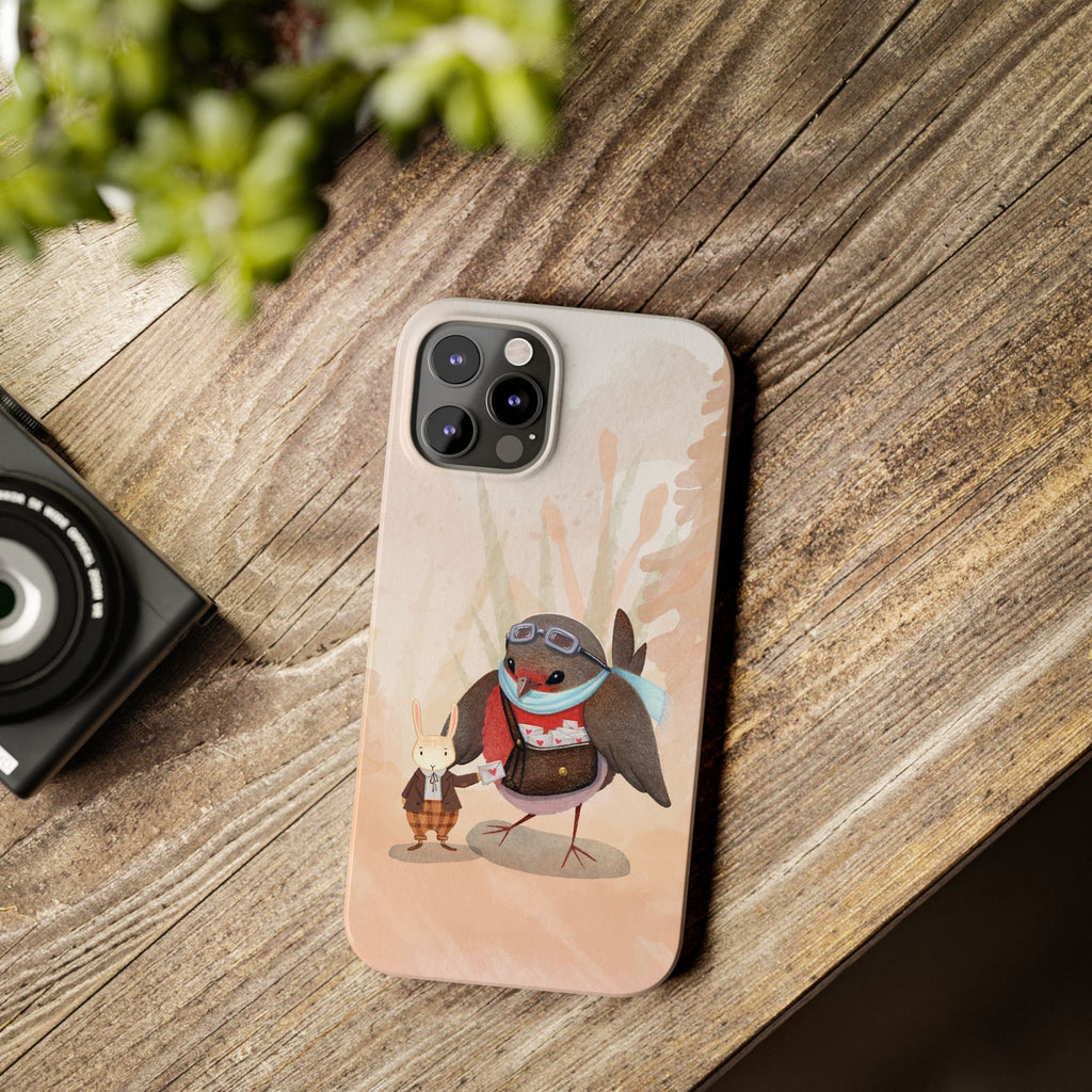 Whimsical Animal Slim Phone Cases - Cute Bird and Rabbit Design, Perfect for Animal Lovers, Gifts for Kids and Teens, Ideal for Birthdays,