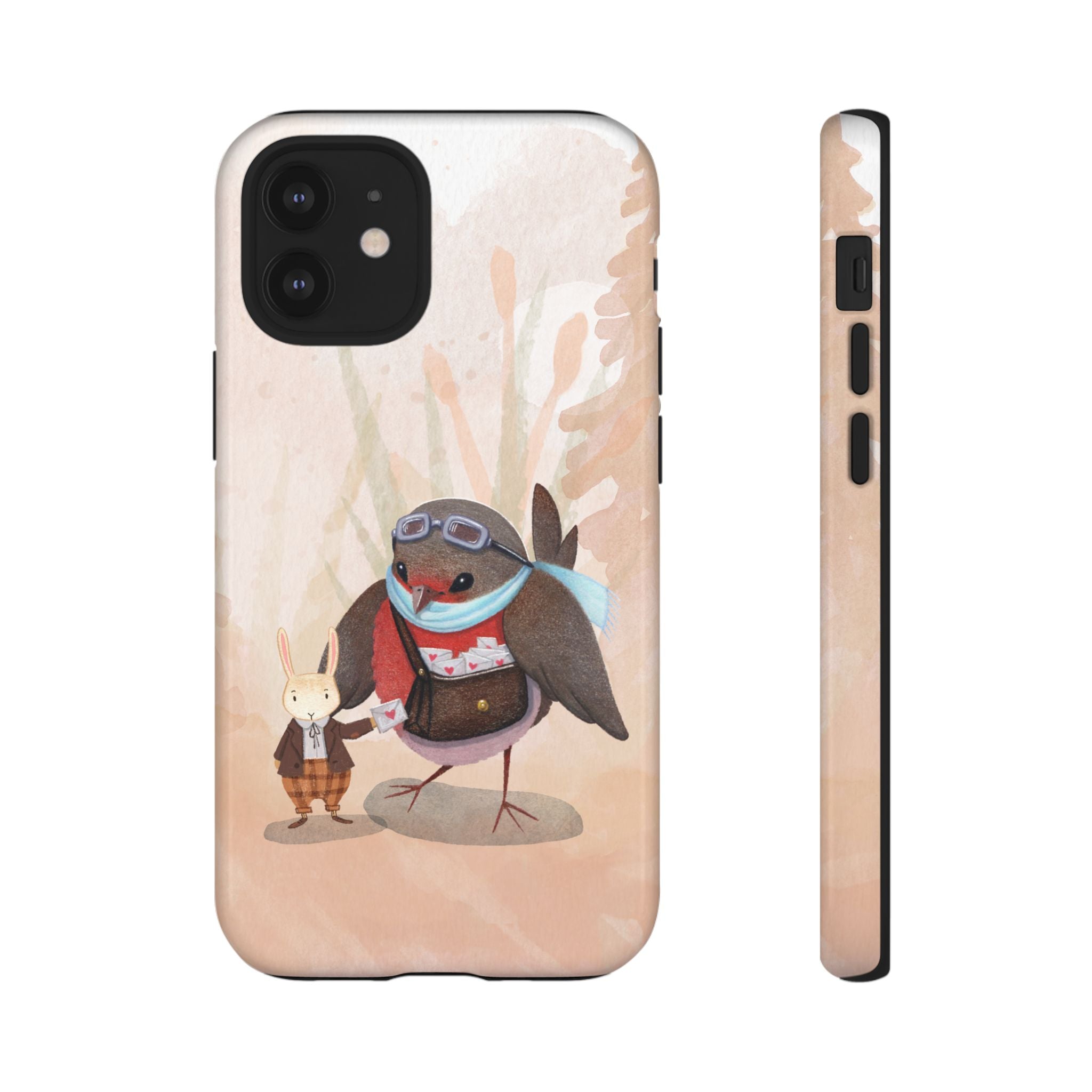 Whimsical Animal Phone Case, Cute Bird and Rabbit Design, Animal Lovers Gift, Nature-Themed Accessory, Eco-Friendly Tech Cover