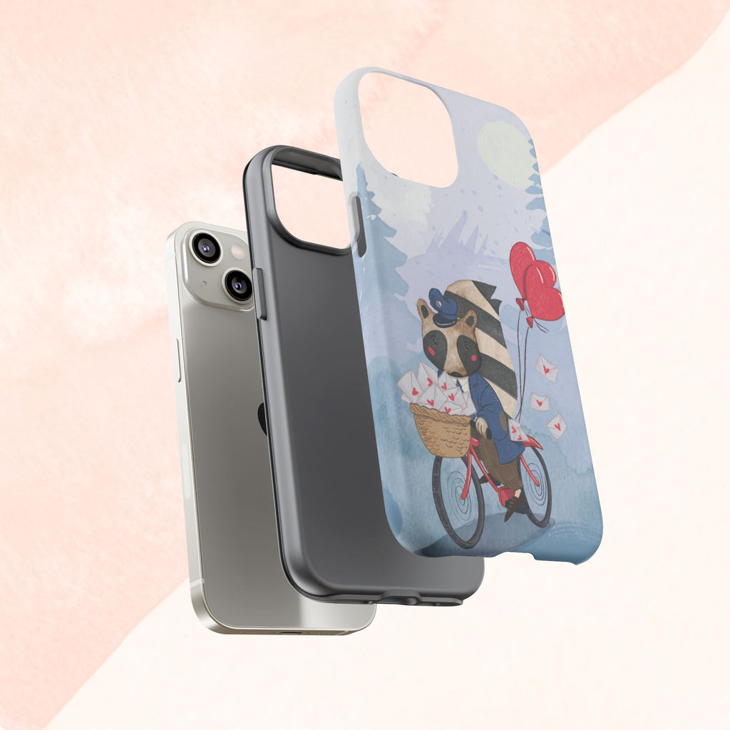 Cute Raccoon Phone Case, Tough Case for Animal Lovers, Valentine's Day Gift, Whimsical Phone Accessory, Gifts for Kids