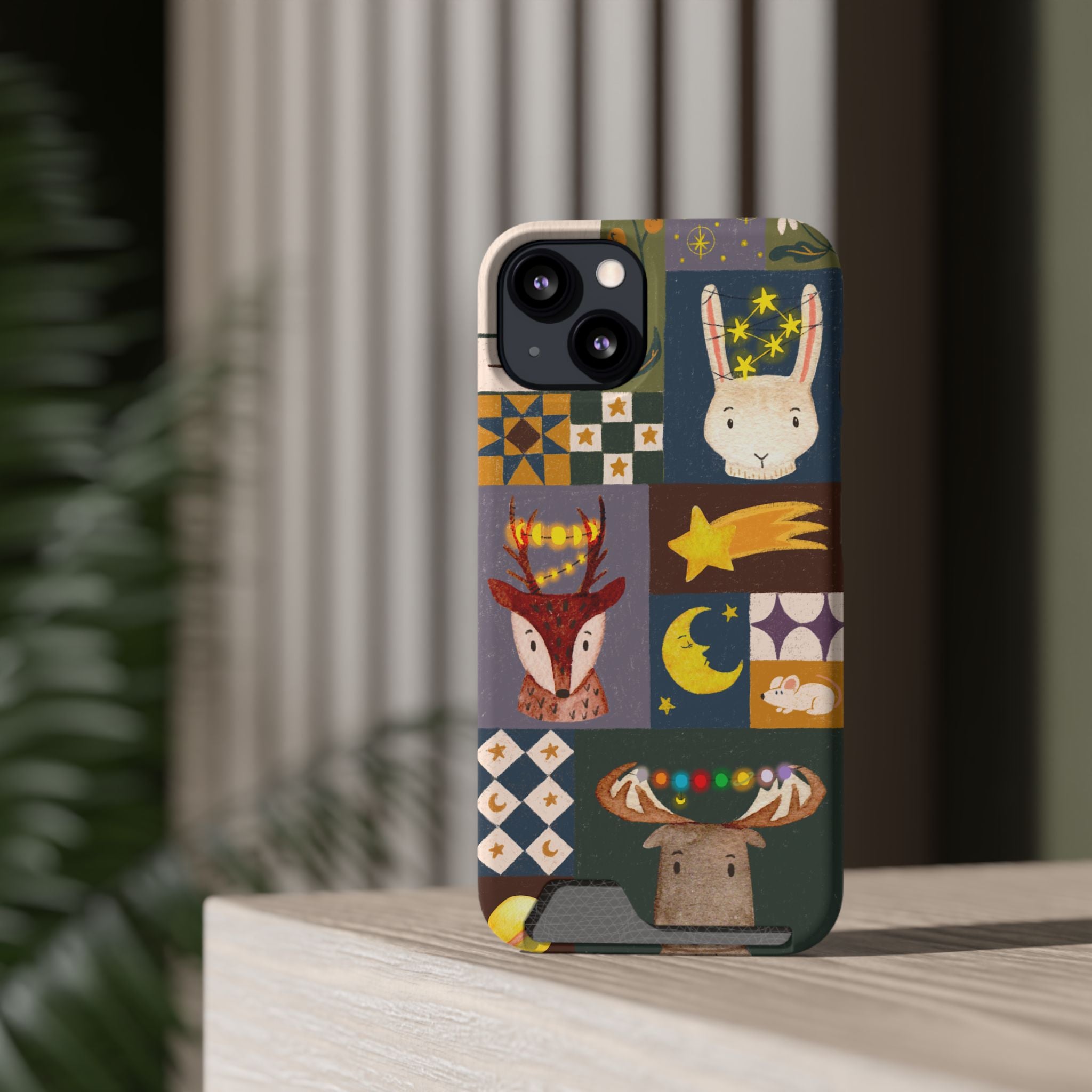 Magical Animal Phone Case with Card Holder - Cute Gift for Animal Lovers, Interesting Phone Accessory, Unique Holiday Gift, Nature-Inspired