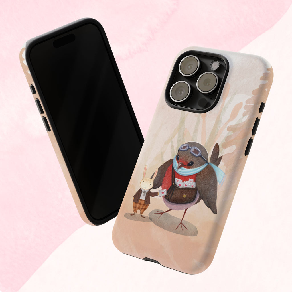 Whimsical Animal Phone Case, Cute Bird and Rabbit Design, Animal Lovers Gift, Nature-Themed Accessory, Eco-Friendly Tech Cover