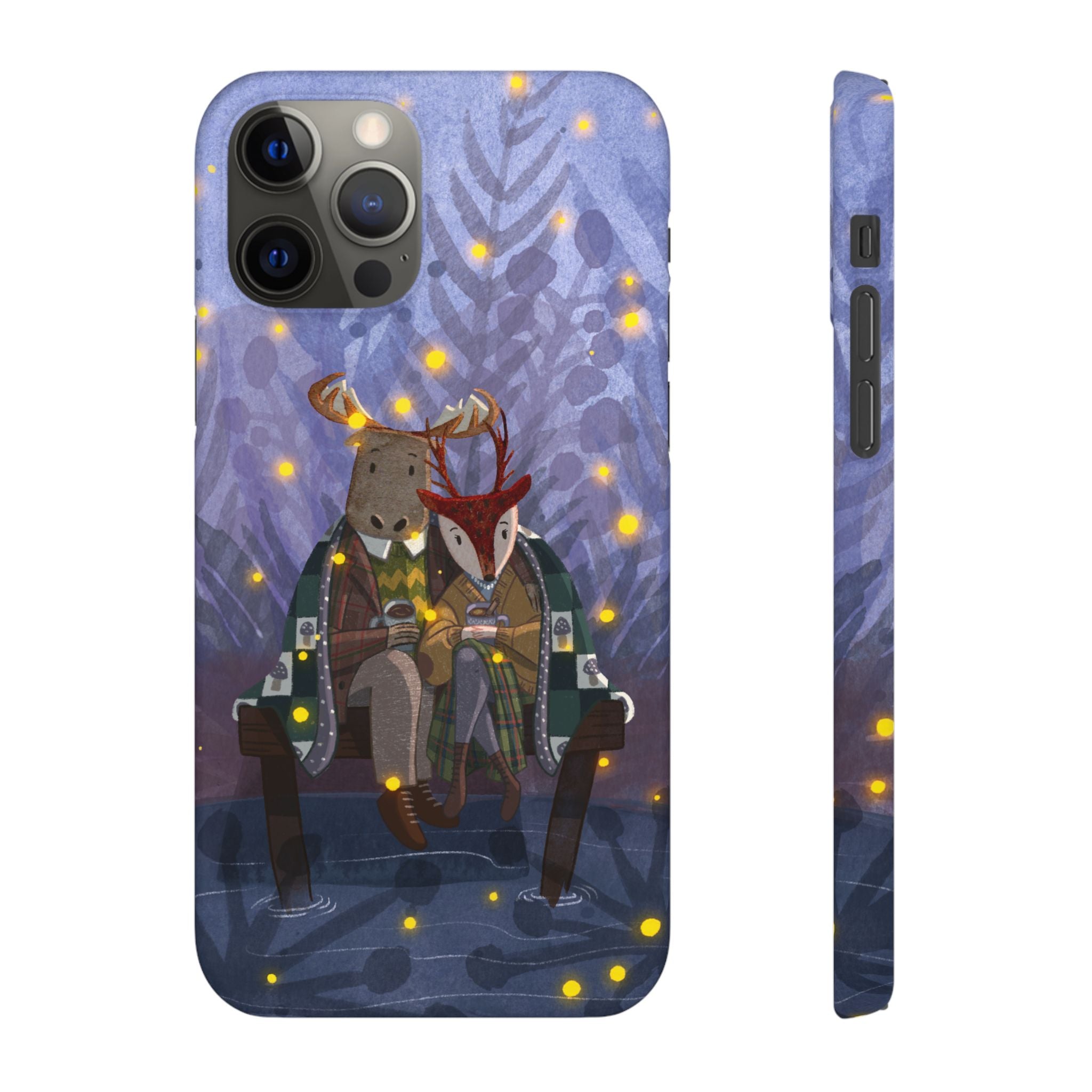 Whimsical Animal Lovers Snap Cases - Cozy Phone Protection, Gift for Nature Lovers, Holiday Decor, Cute Character Design, Animal Couple