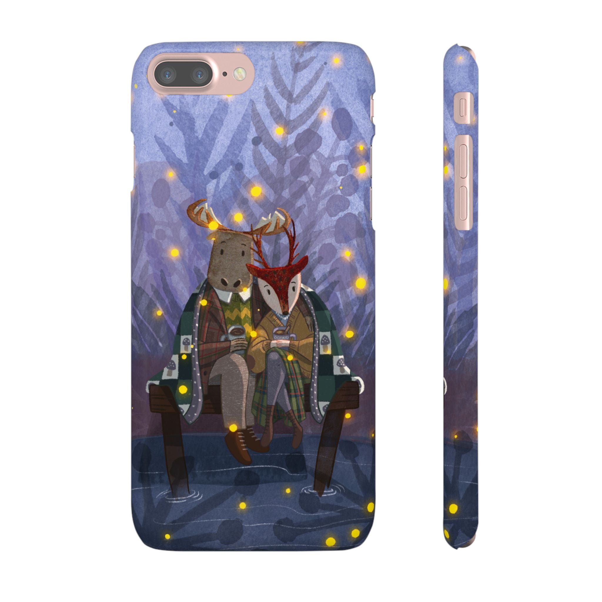Whimsical Animal Lovers Snap Cases - Cozy Phone Protection, Gift for Nature Lovers, Holiday Decor, Cute Character Design, Animal Couple