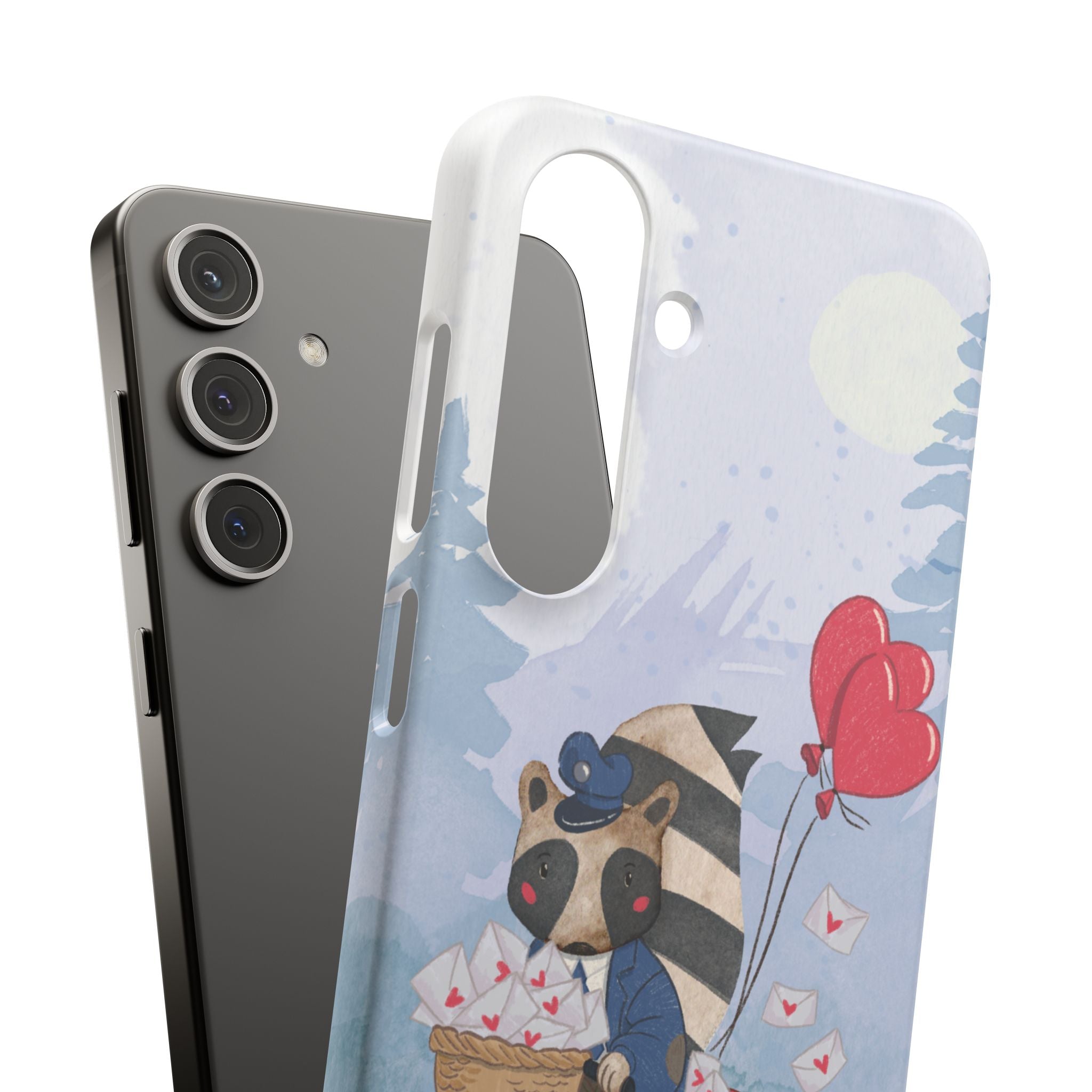 Whimsical Animal Snap Case with Love Balloons, Cute Phone Case, Valentine's Day Gift, Animal Lover Accessory, Creative Phone Cover
