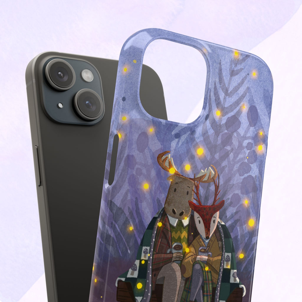 Whimsical Animal Lovers Snap Cases - Cozy Phone Protection, Gift for Nature Lovers, Holiday Decor, Cute Character Design, Animal Couple