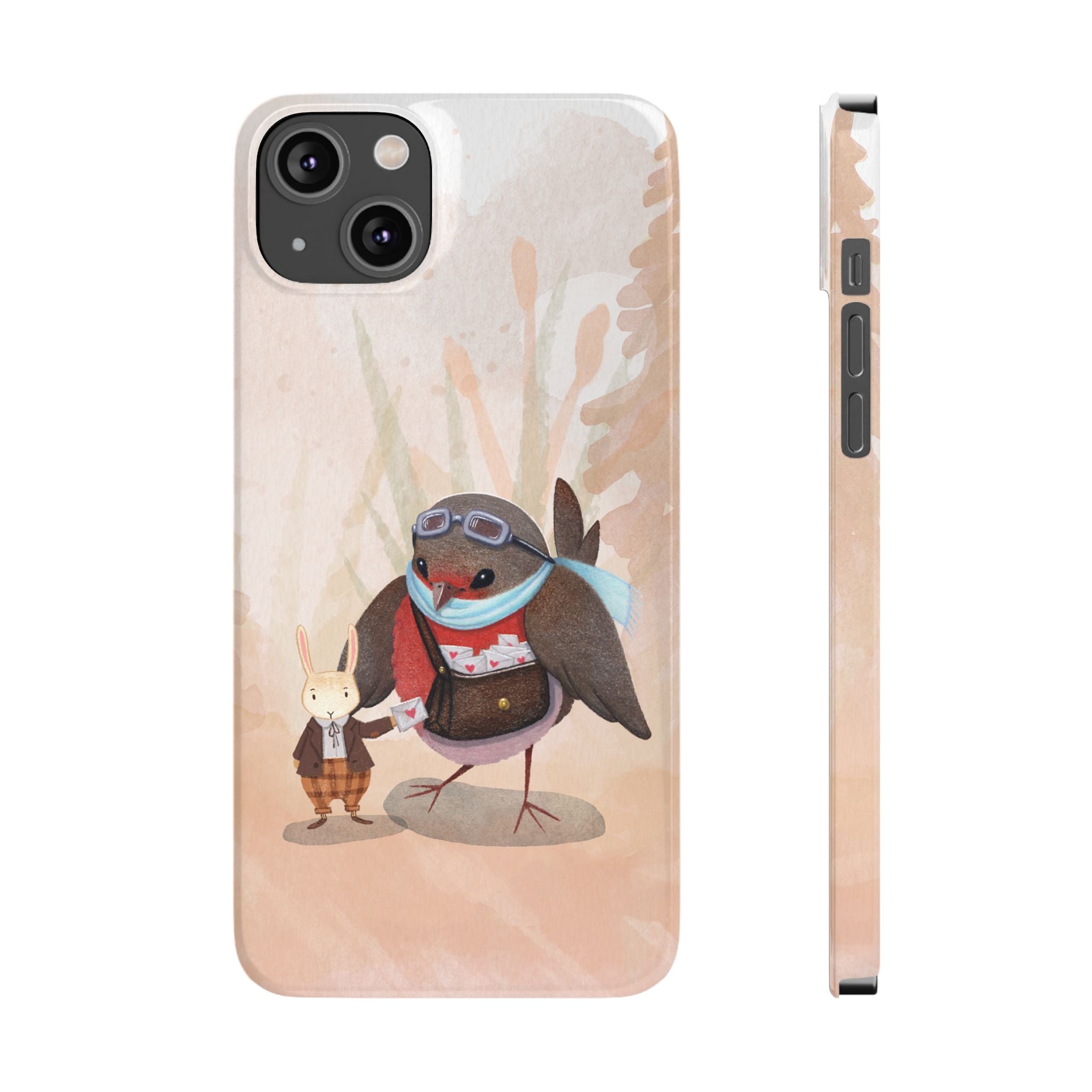 Whimsical Animal Slim Phone Cases - Cute Bird and Rabbit Design, Perfect for Animal Lovers, Gifts for Kids and Teens, Ideal for Birthdays,