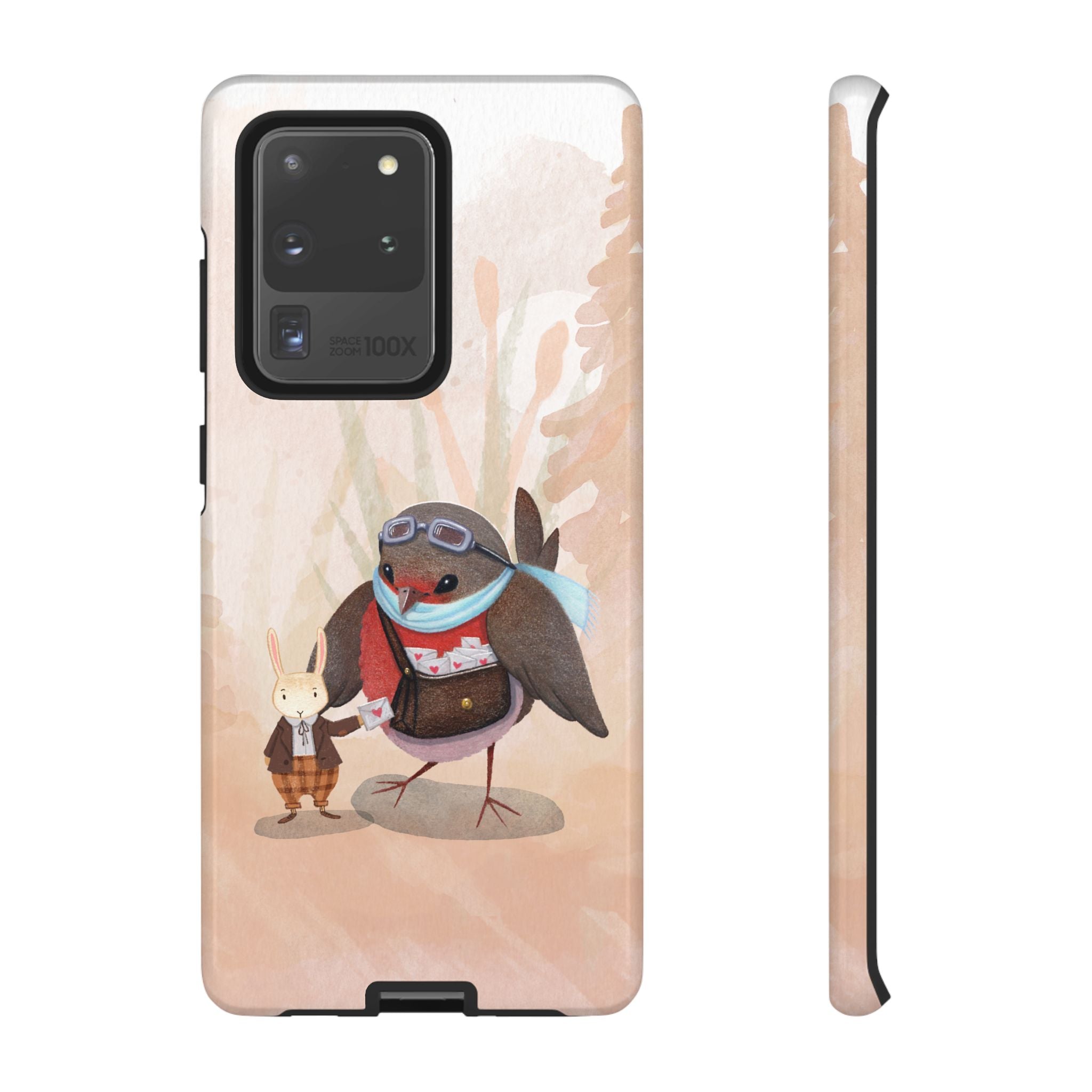 Whimsical Animal Phone Case, Cute Bird and Rabbit Design, Animal Lovers Gift, Nature-Themed Accessory, Eco-Friendly Tech Cover