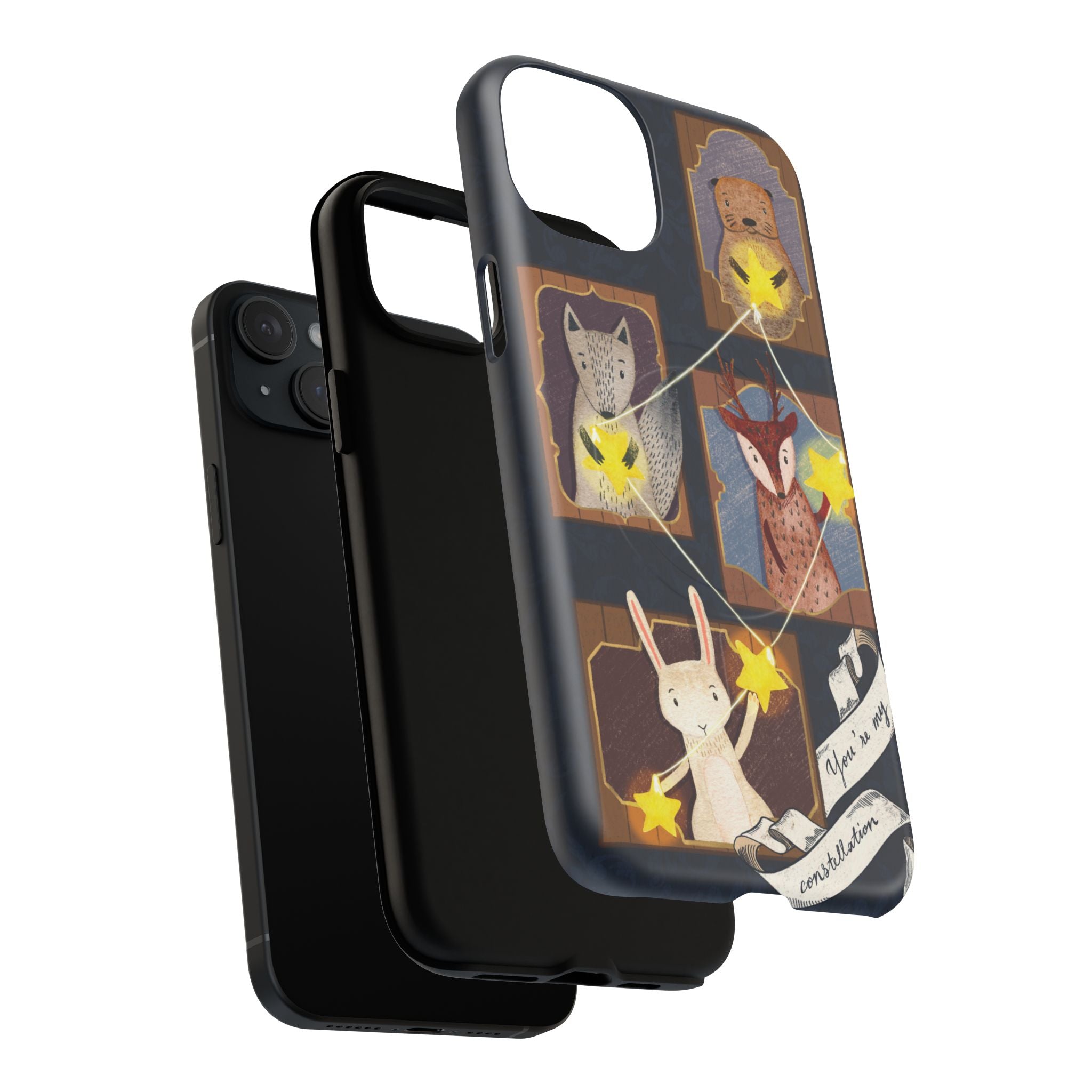 Celestial Animal Stars iPhone Case, Tough Magnetic Cover, Nature Theme, Unique Cute Animal Gifts, iPhone 14 15 16 pro max