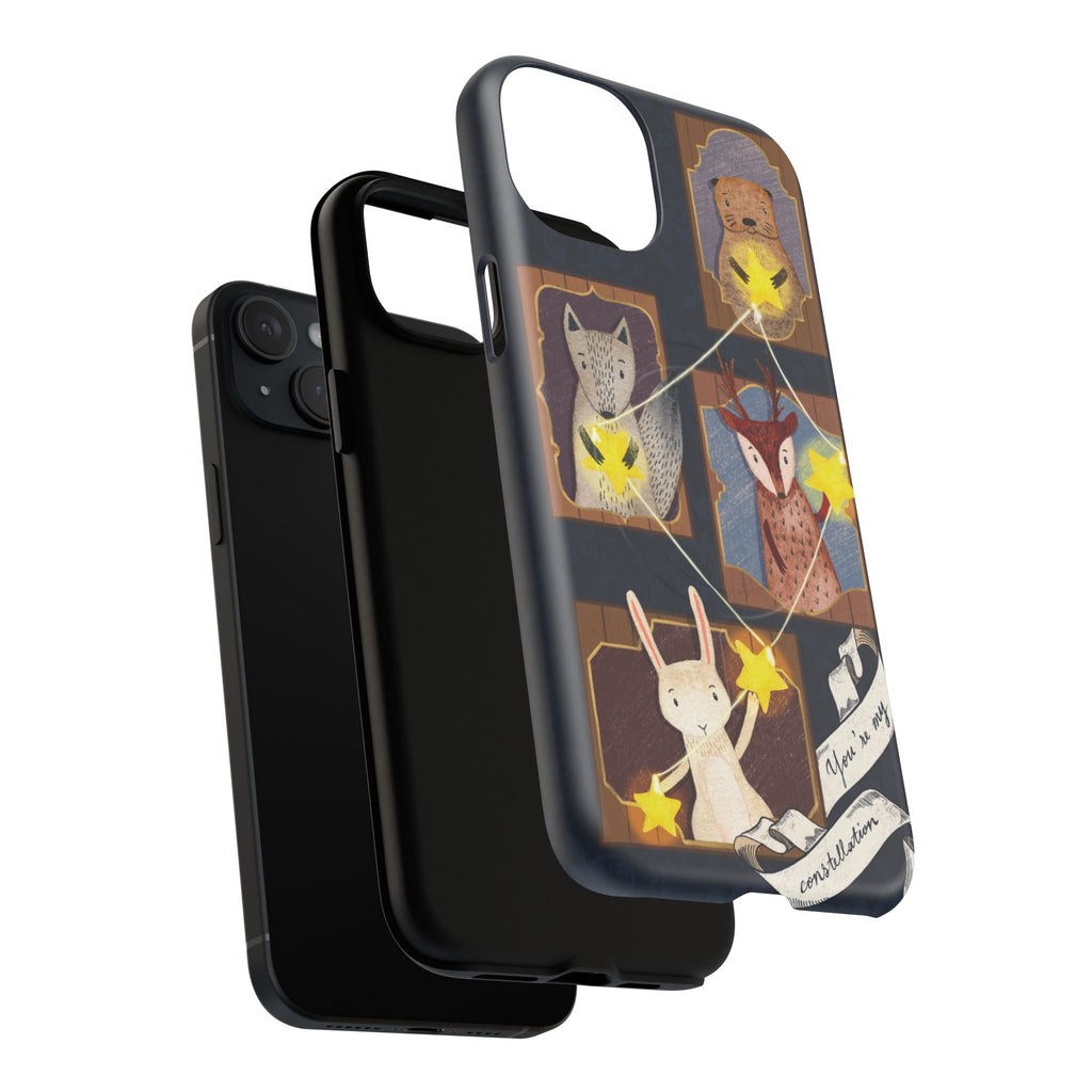 Celestial Animal Stars iPhone Case, Tough Magnetic Cover, Nature Theme, Unique Cute Animal Gifts, iPhone 14 15 16 pro max