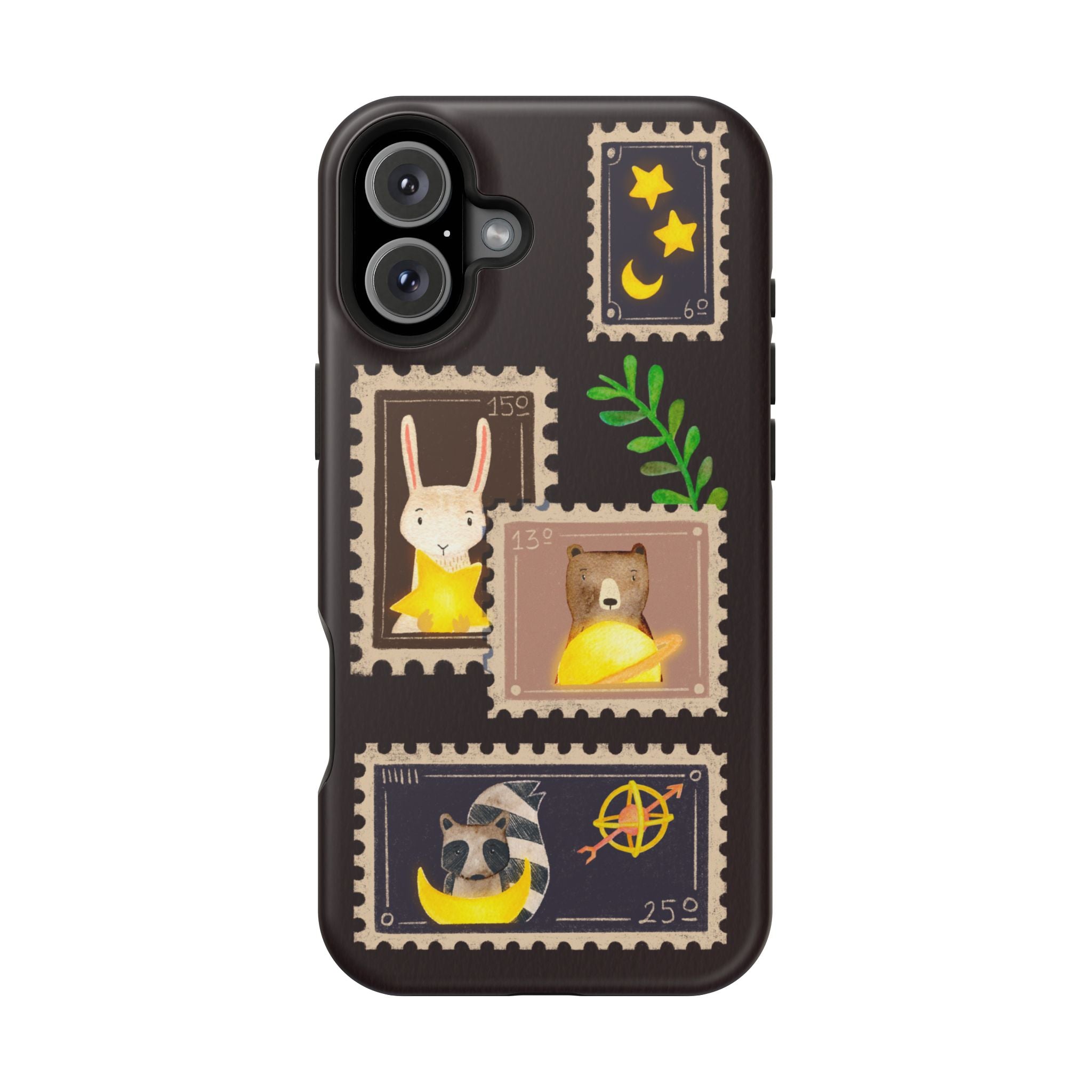 Cute Animal Stamp Phone Case, Quirky Gift for Animal Lovers, Personalized Case for Holidays, Unique Phone Accessory