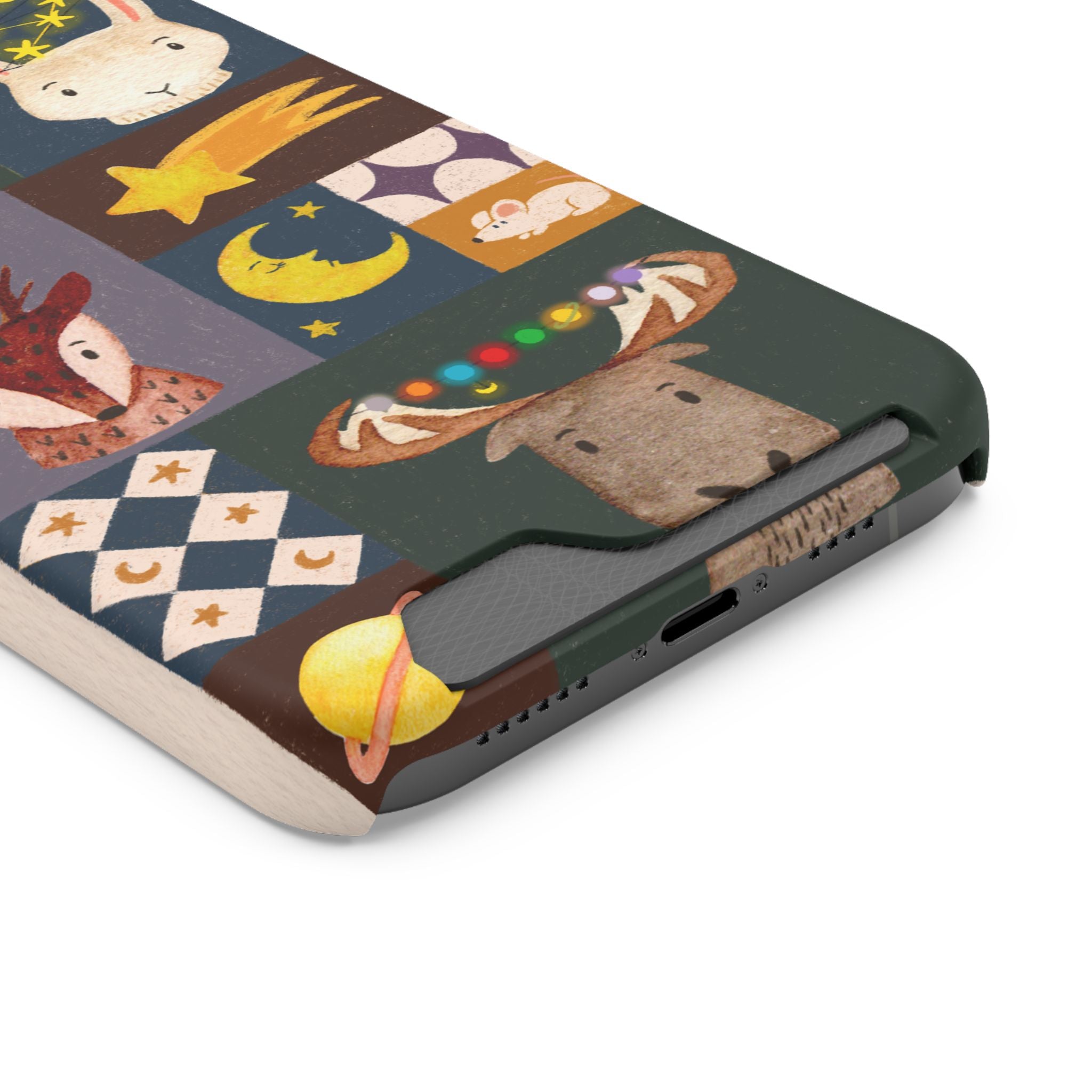 Magical Animal Phone Case with Card Holder - Cute Gift for Animal Lovers, Interesting Phone Accessory, Unique Holiday Gift, Nature-Inspired