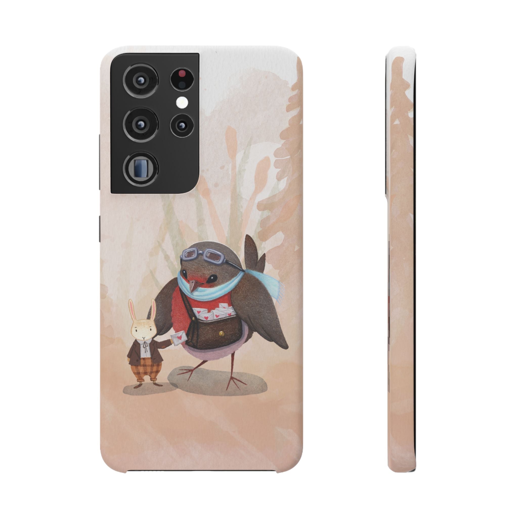 Whimsical Animal Snap Cases, Cute Phone Case, Handmade Bird and Bunny Design, Gift for Animal Lovers, Unique Smartphone Cover