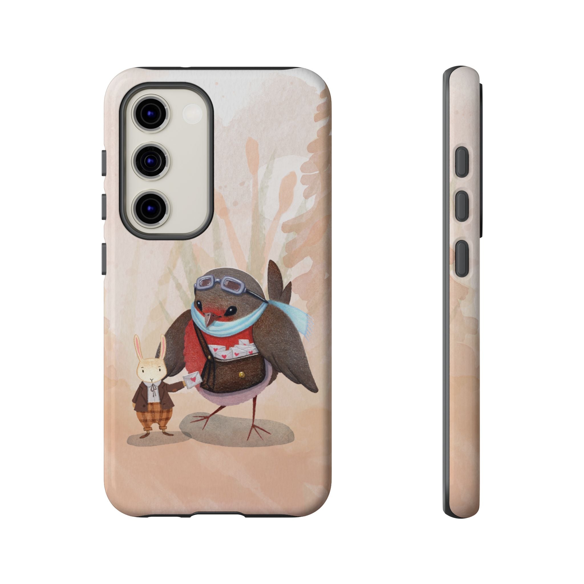 Whimsical Animal Phone Case, Cute Bird and Rabbit Design, Animal Lovers Gift, Nature-Themed Accessory, Eco-Friendly Tech Cover